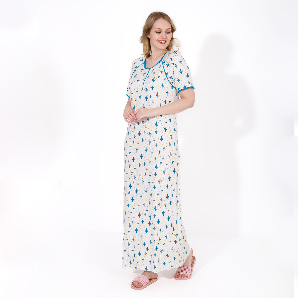 Elegant Printed Maxi Nightgown