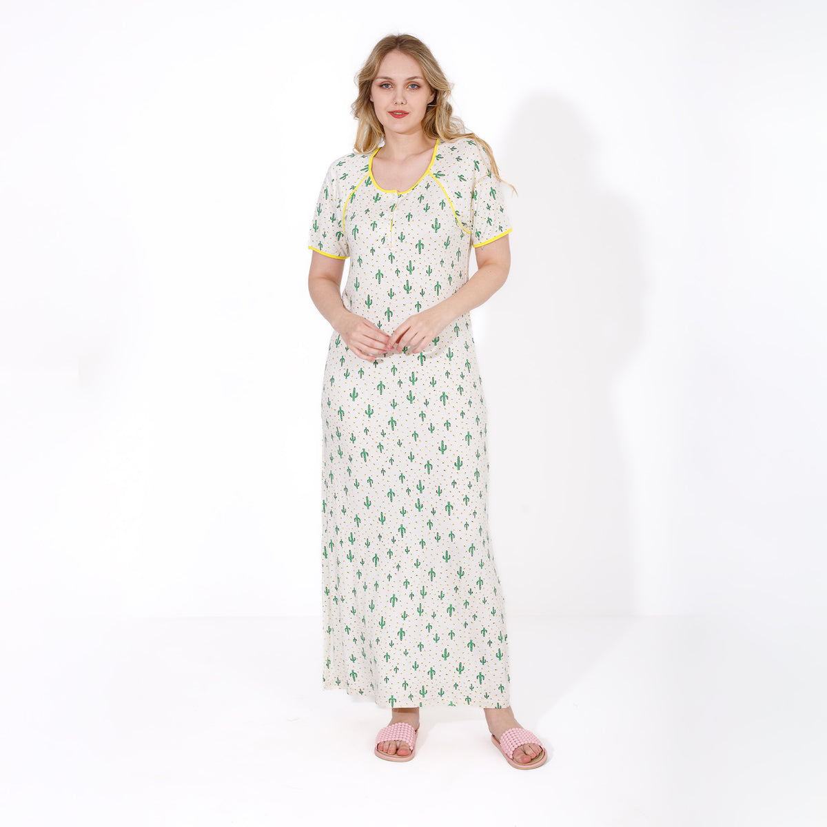 Elegant Printed Maxi Nightgown