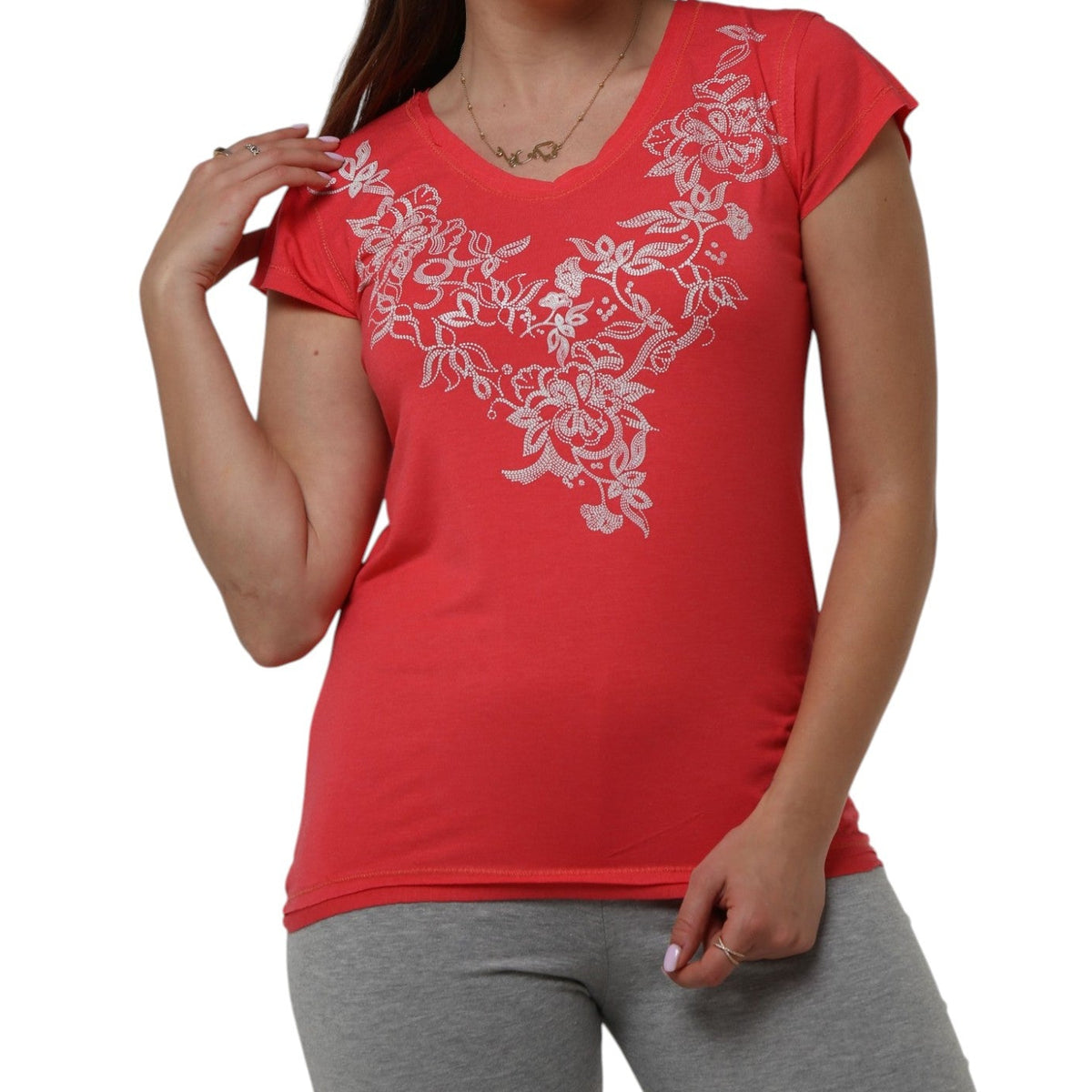 Floral Print V-Neck Pajama Set