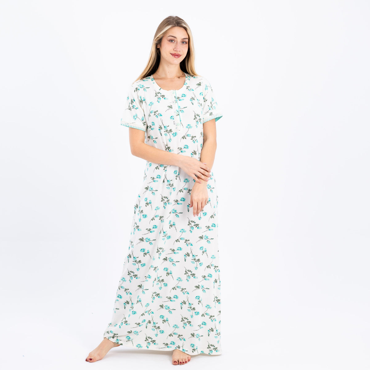 Soft Floral Printed Maxi Nightgown