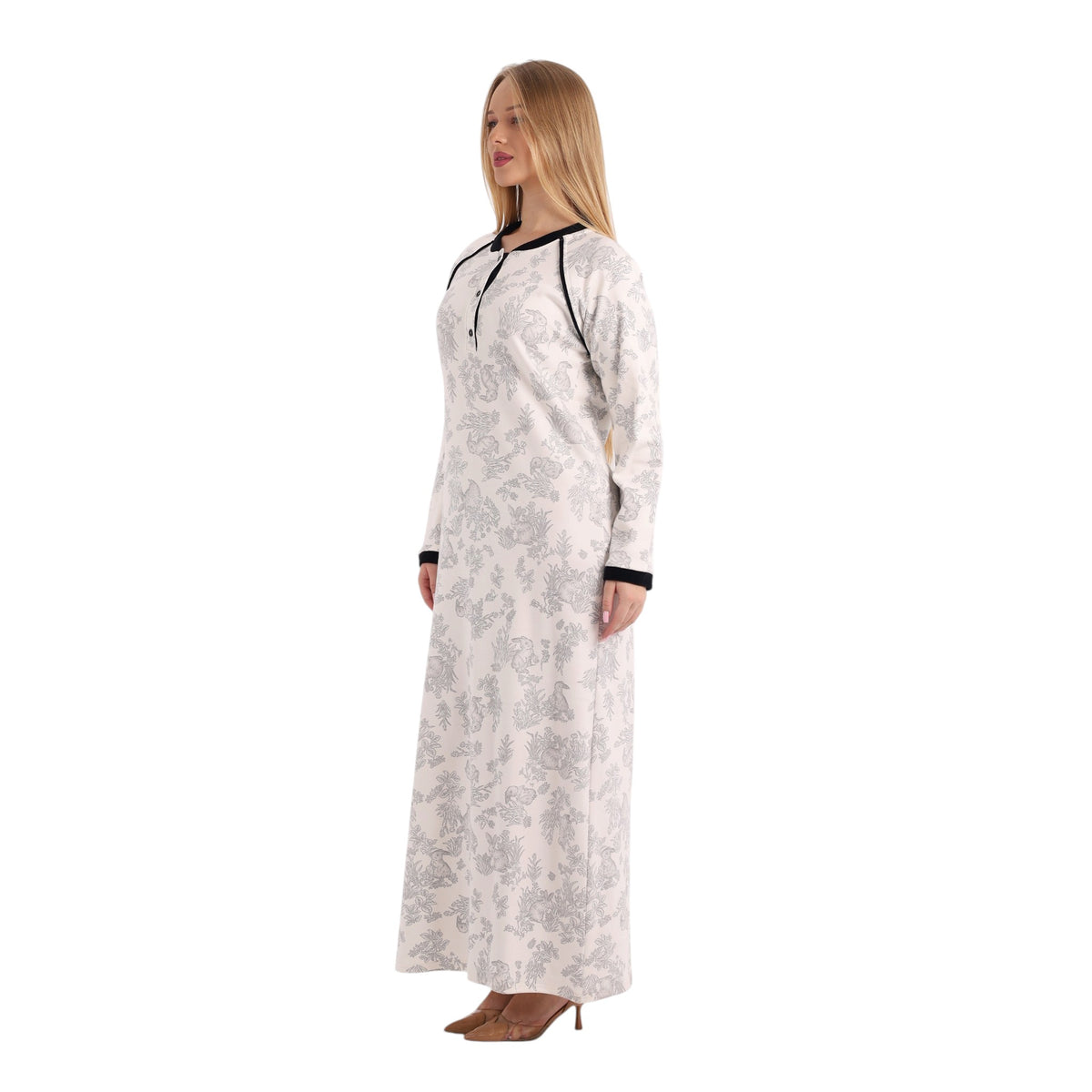 Elegant Printed Long Nightgown | FW26