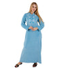 Luxury Sky Blue Velvet Abaya with Delicate Embroidery – Soft, Elegant & Stylish