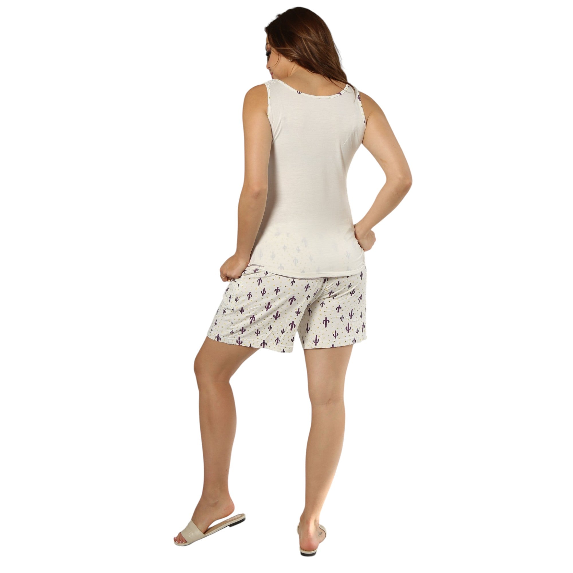 Cactus Print Tank Top Shorts Pajama Set