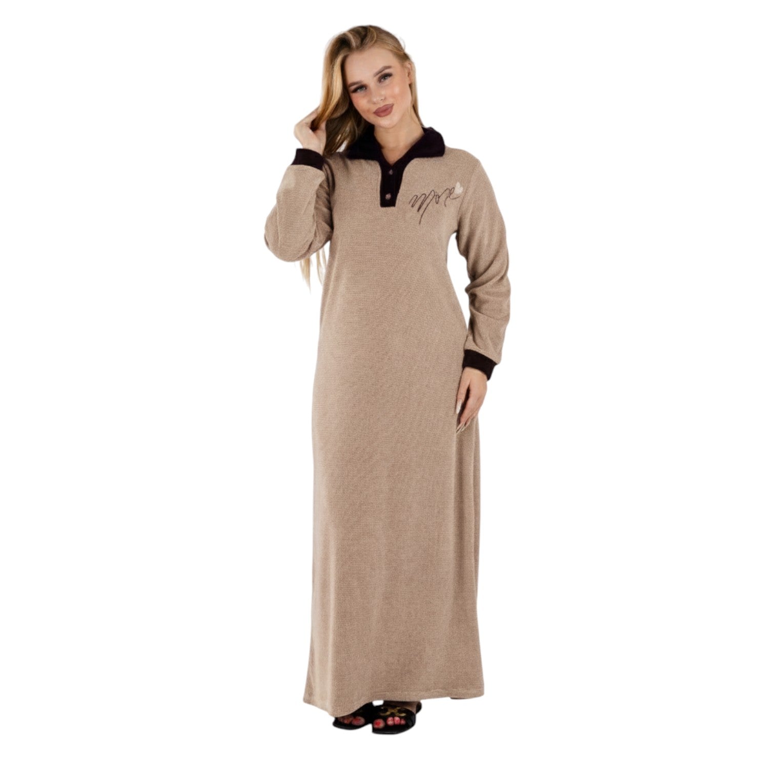Women’s Soft Velvet Long Night Dress – Lavender Purple