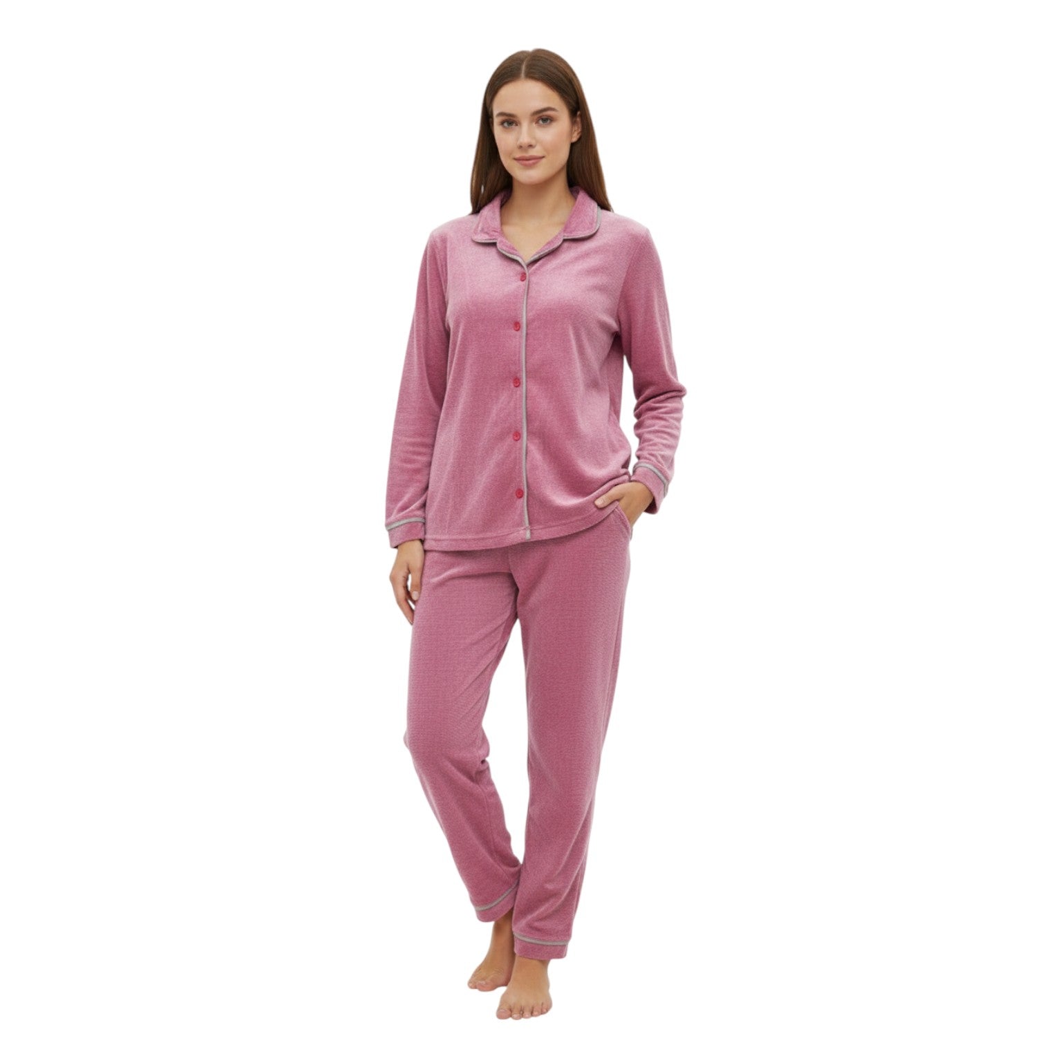 Women’s Soft Button-Down Pajama Set – Long Sleeve Lounge Wear