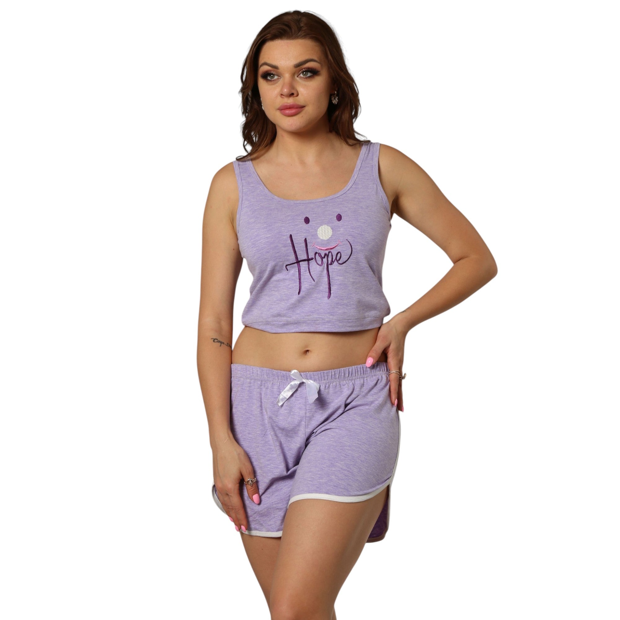 Hope Print Tank Shorts Pajama Set
