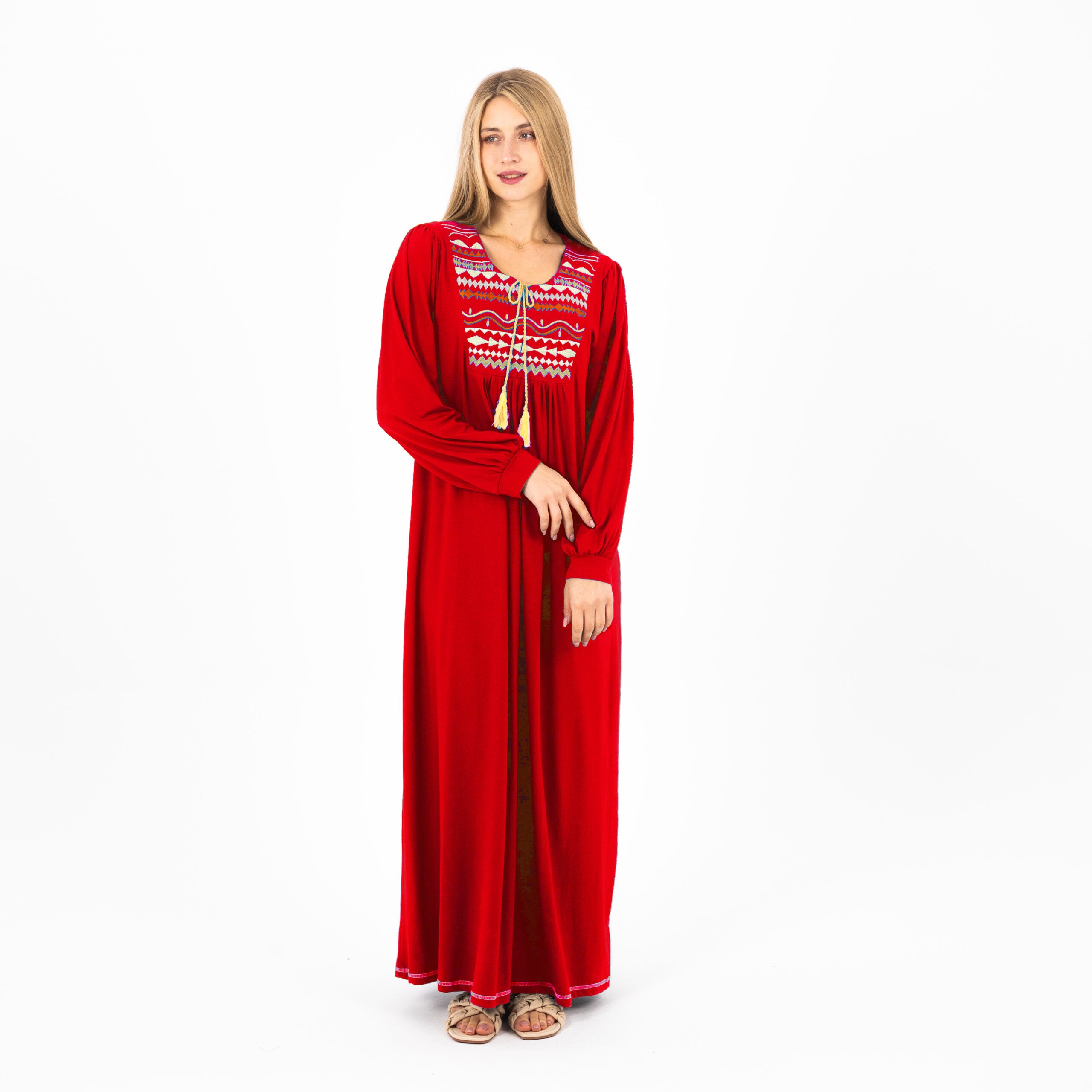 Summer Cotton Abaya for Women–Elegant Embroidered