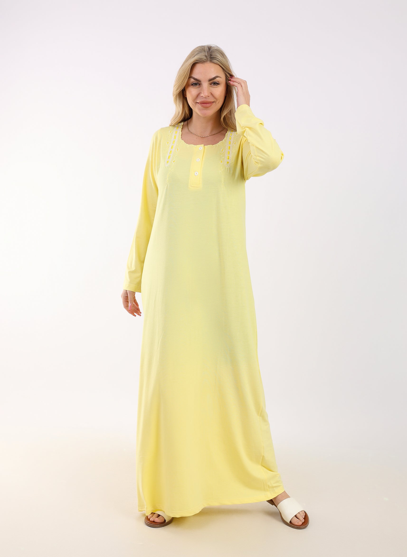 Embroidered Cotton Abaya – Elegant & Versatile Nightgown