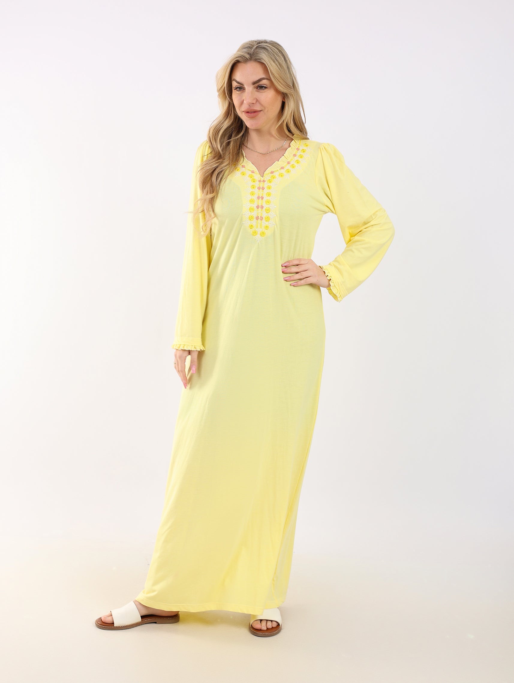 Embroidered Cotton Abaya – Elegant & Versatile Nightgown