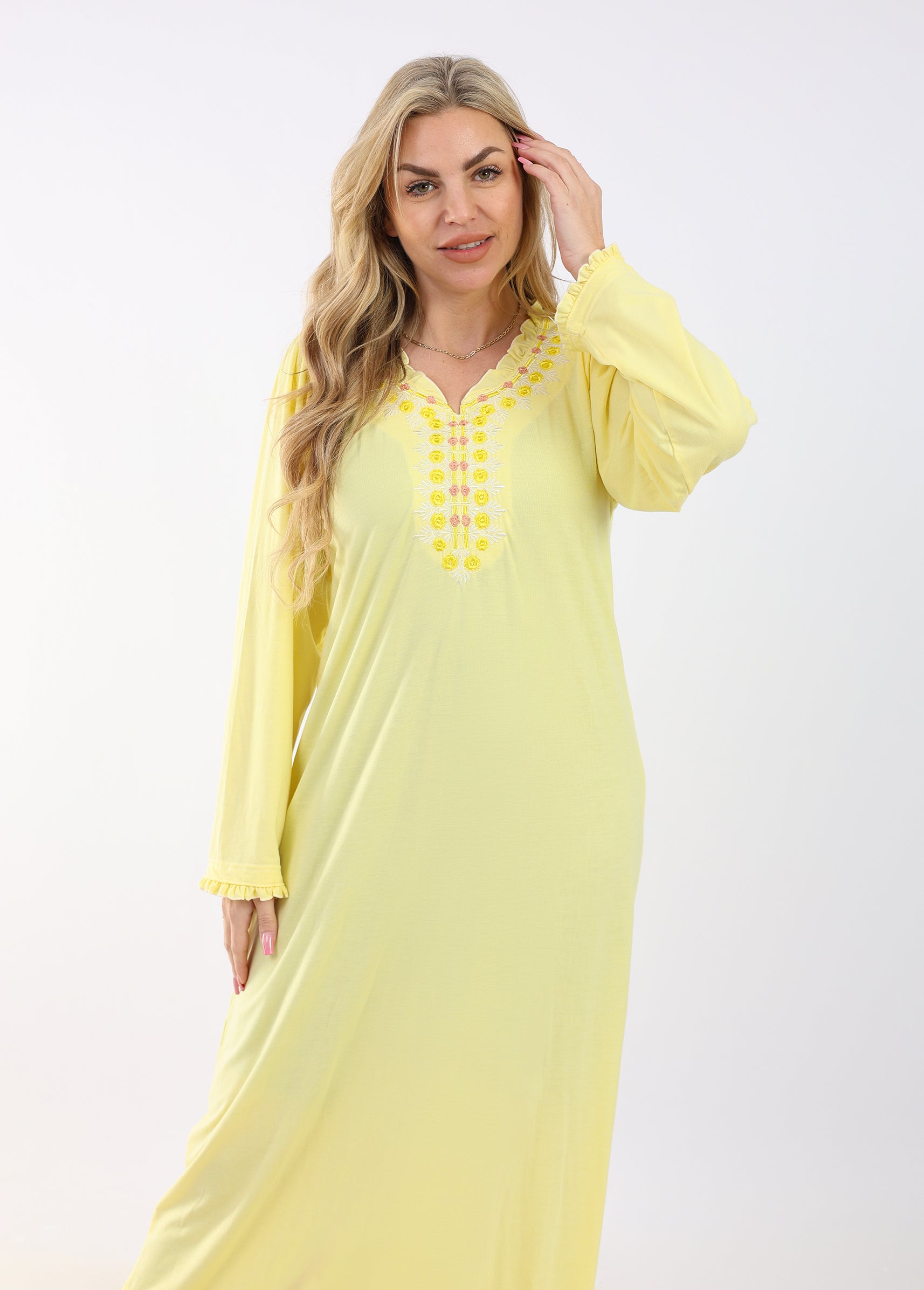 Embroidered Cotton Abaya – Elegant & Versatile Nightgown