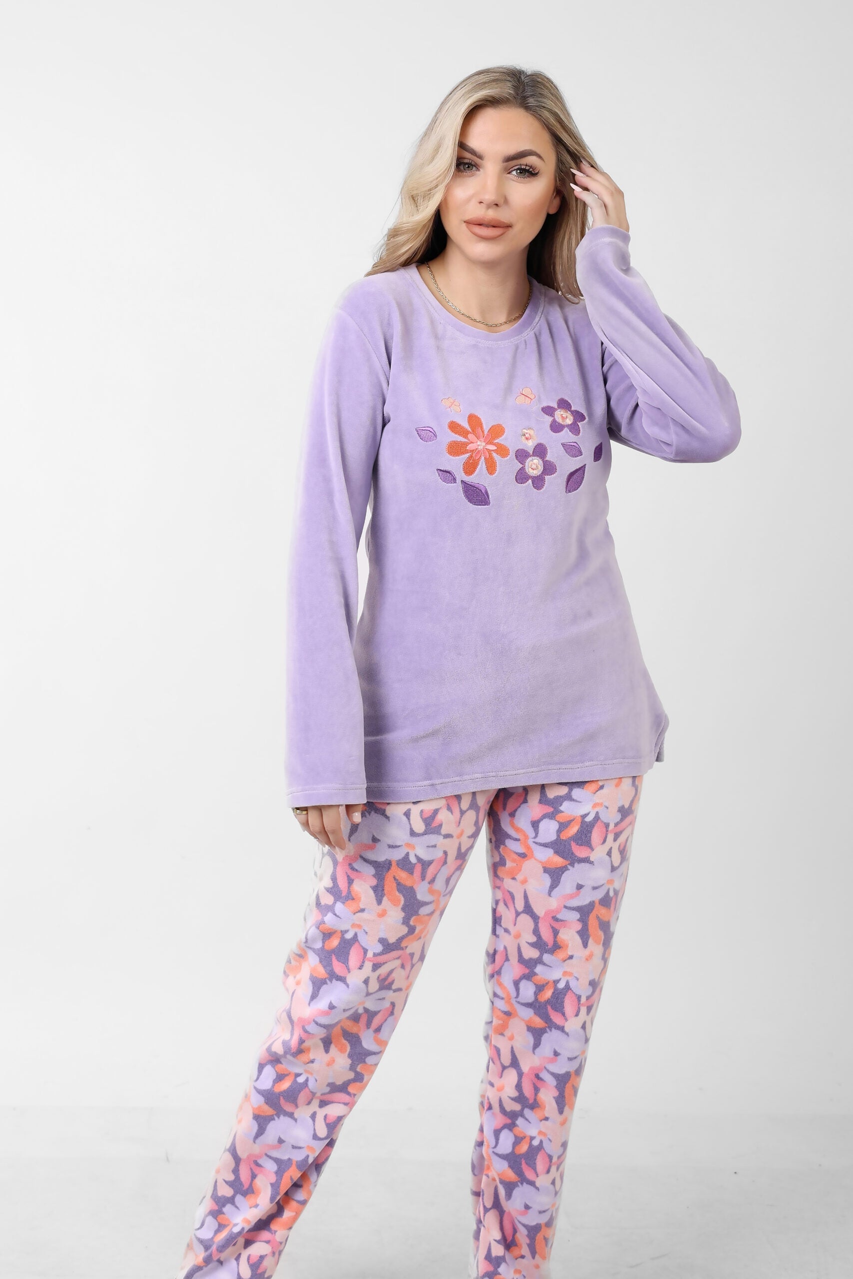 Velvet Soft Embroidered Pajama – Luxurious Comfort for Winter