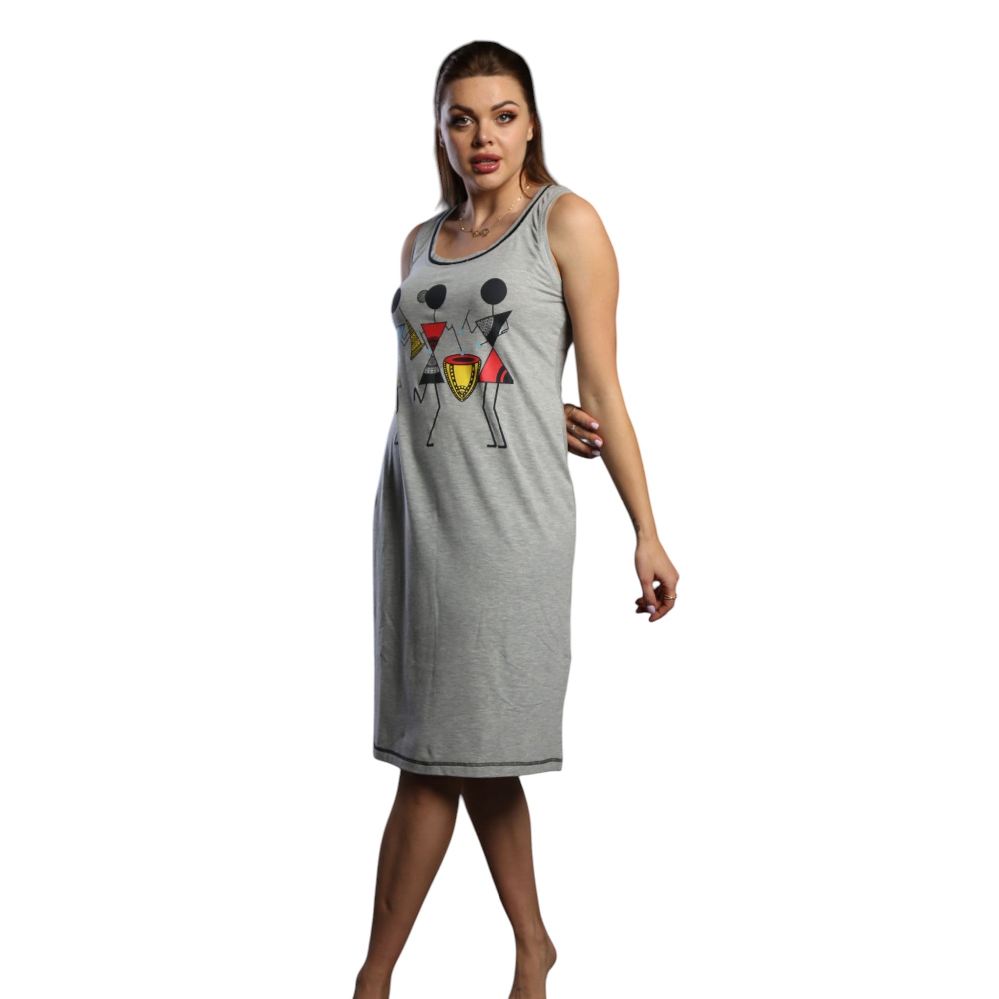 Geometric Figure Sleeveless Nightgown