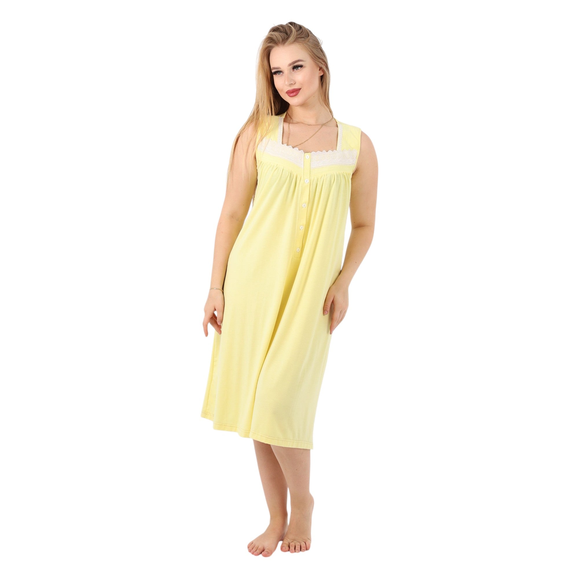 Sleeveless Cotton Nightdress in Soft Lilac