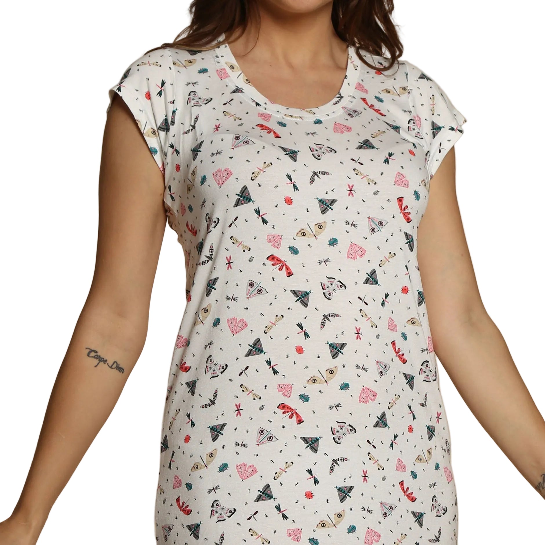 Printed Butterfly Short Sleeve Nightdress