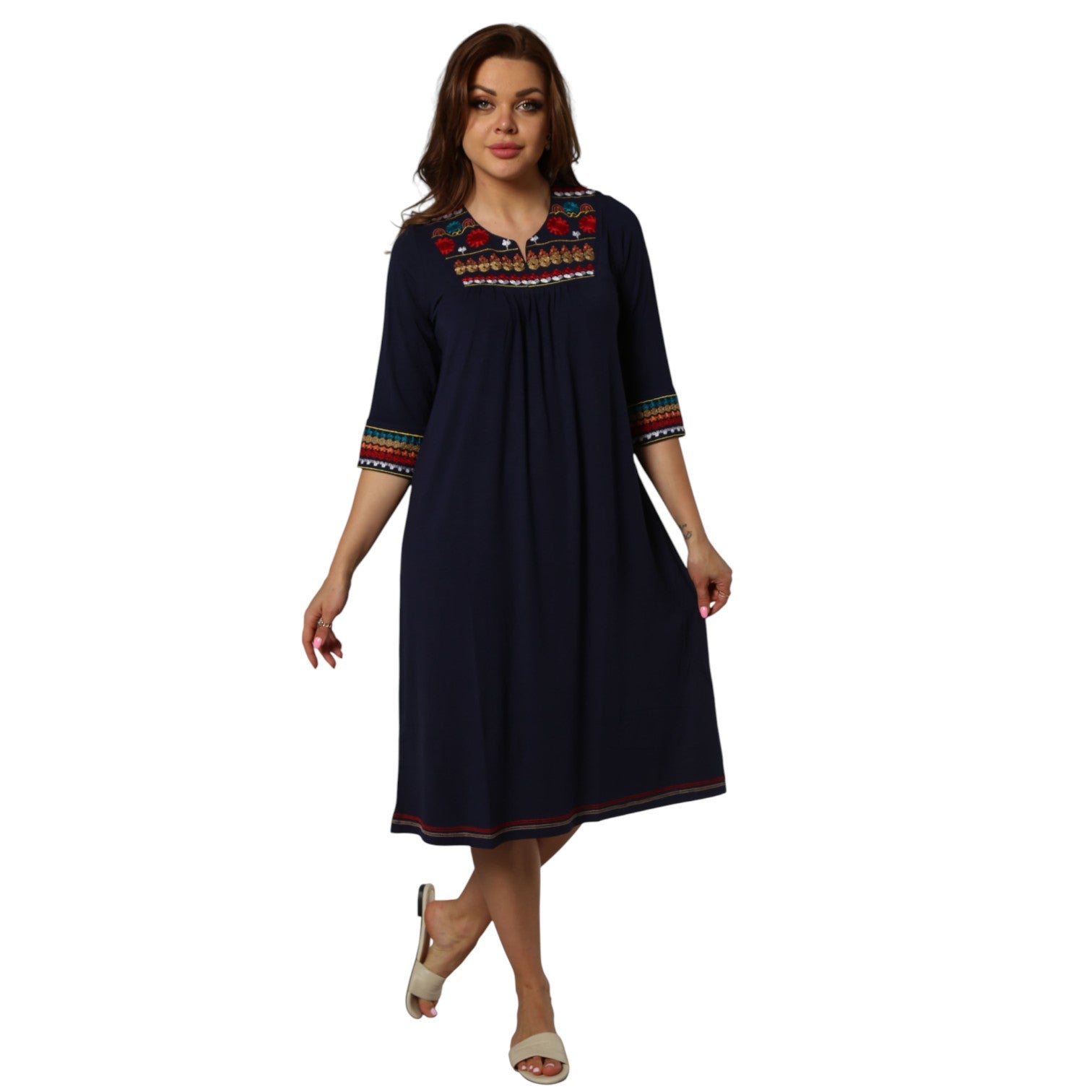 Multi-Color Cotton Elegant Embroidered Nightgown