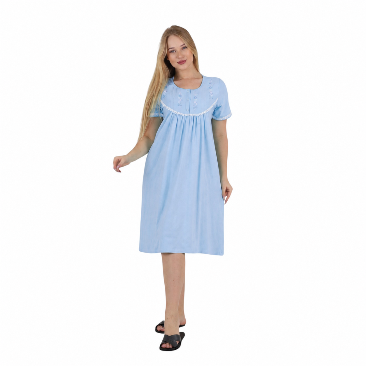Floral Embroidered Lace Nightgown