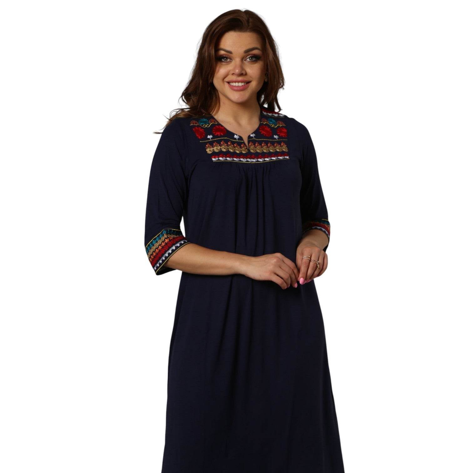 Multi-Color Cotton Elegant Embroidered Nightgown
