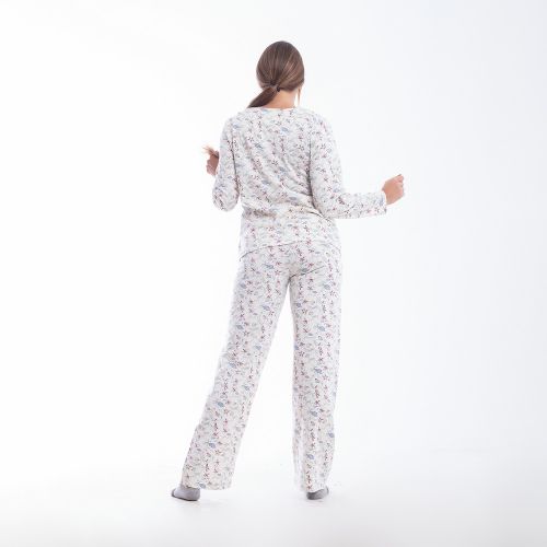 Women's Cotton Pajama Set with Soft Print & Traditional Design