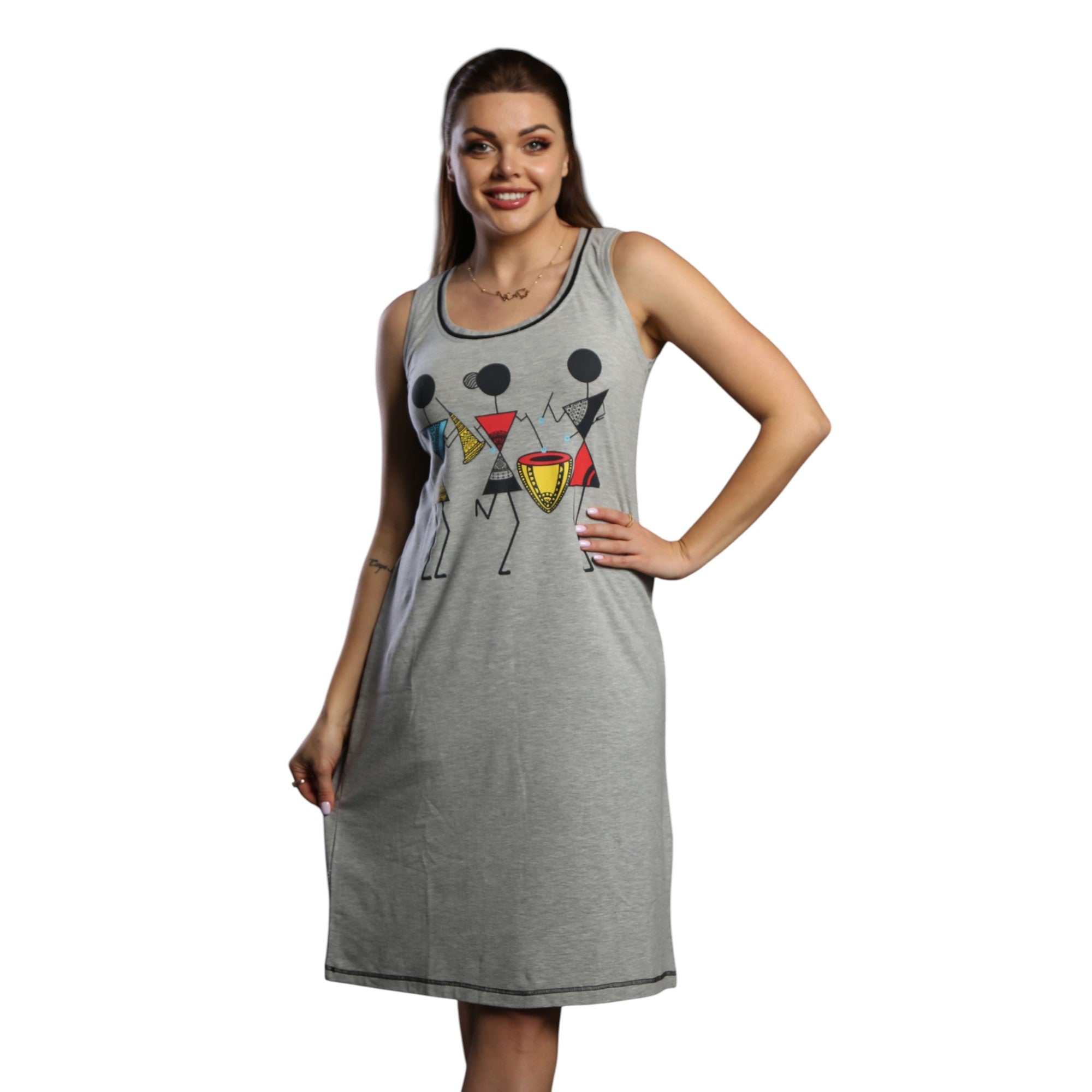 Geometric Figure Sleeveless Nightgown