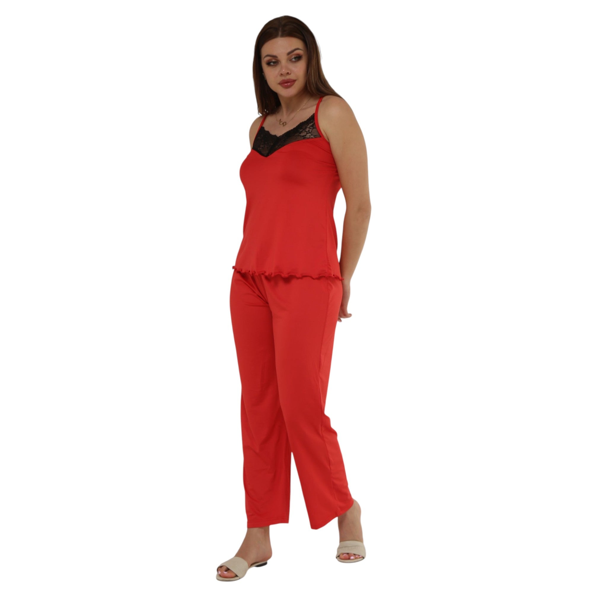 Lace Trim 4 Piece Pajama Set