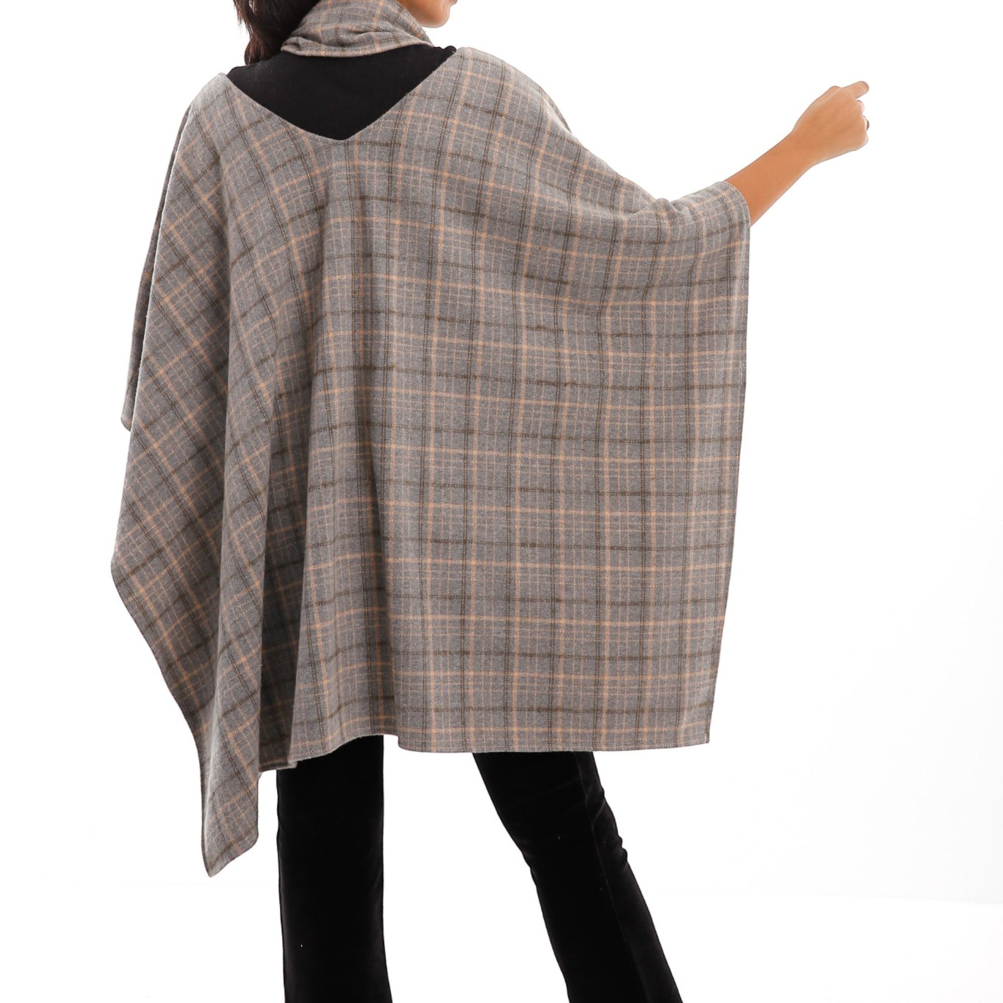 Plaid Tie-Front Shawl