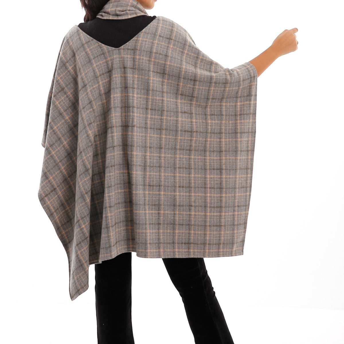Plaid Tie-Front Shawl