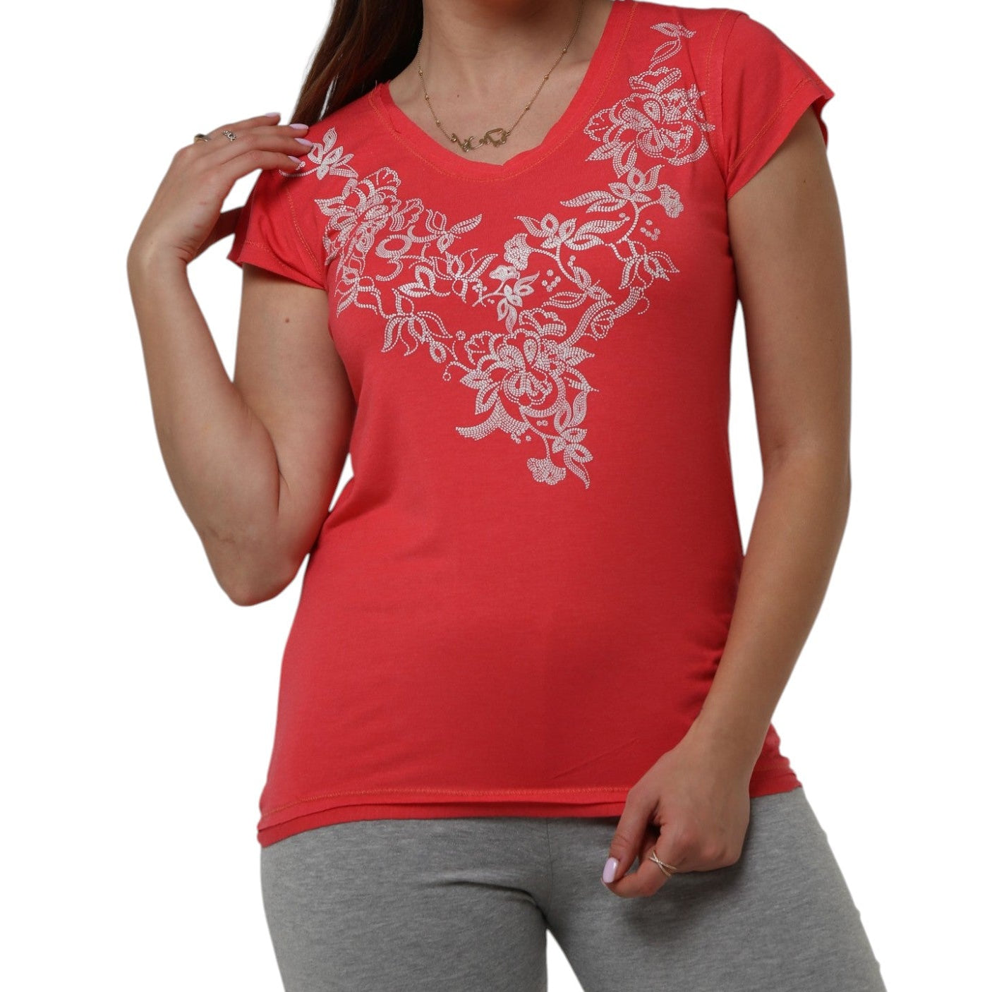 Floral Print V-Neck Pajama Set