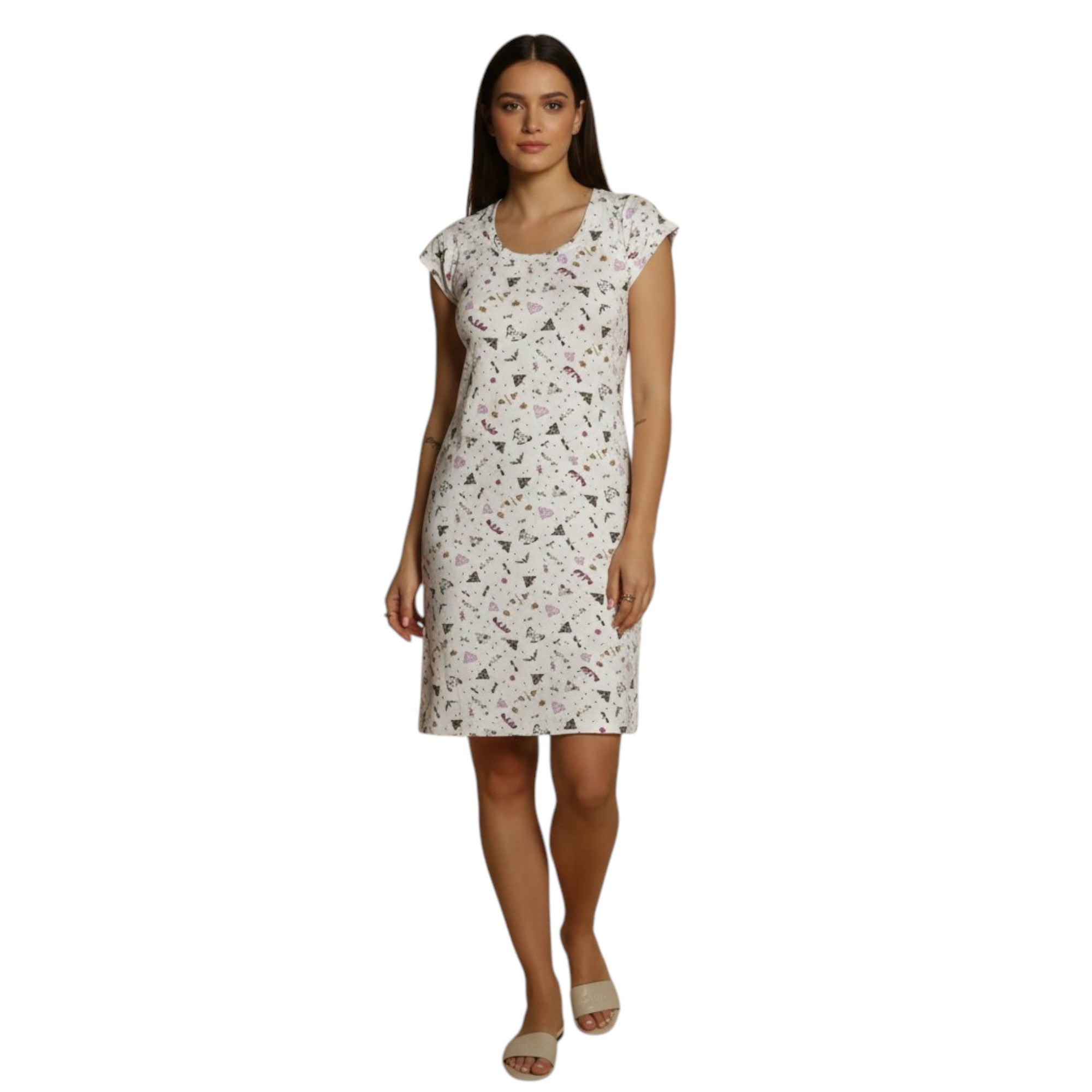 Printed Butterfly Short Sleeve Nightdress