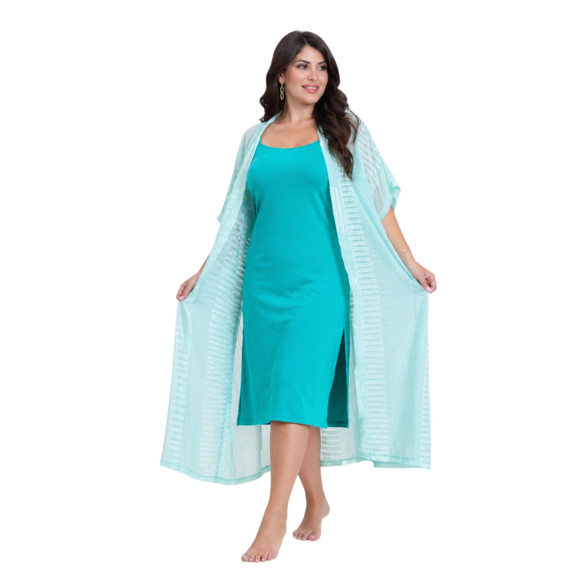Sleeveless Nightgown with Chiffon Robe
