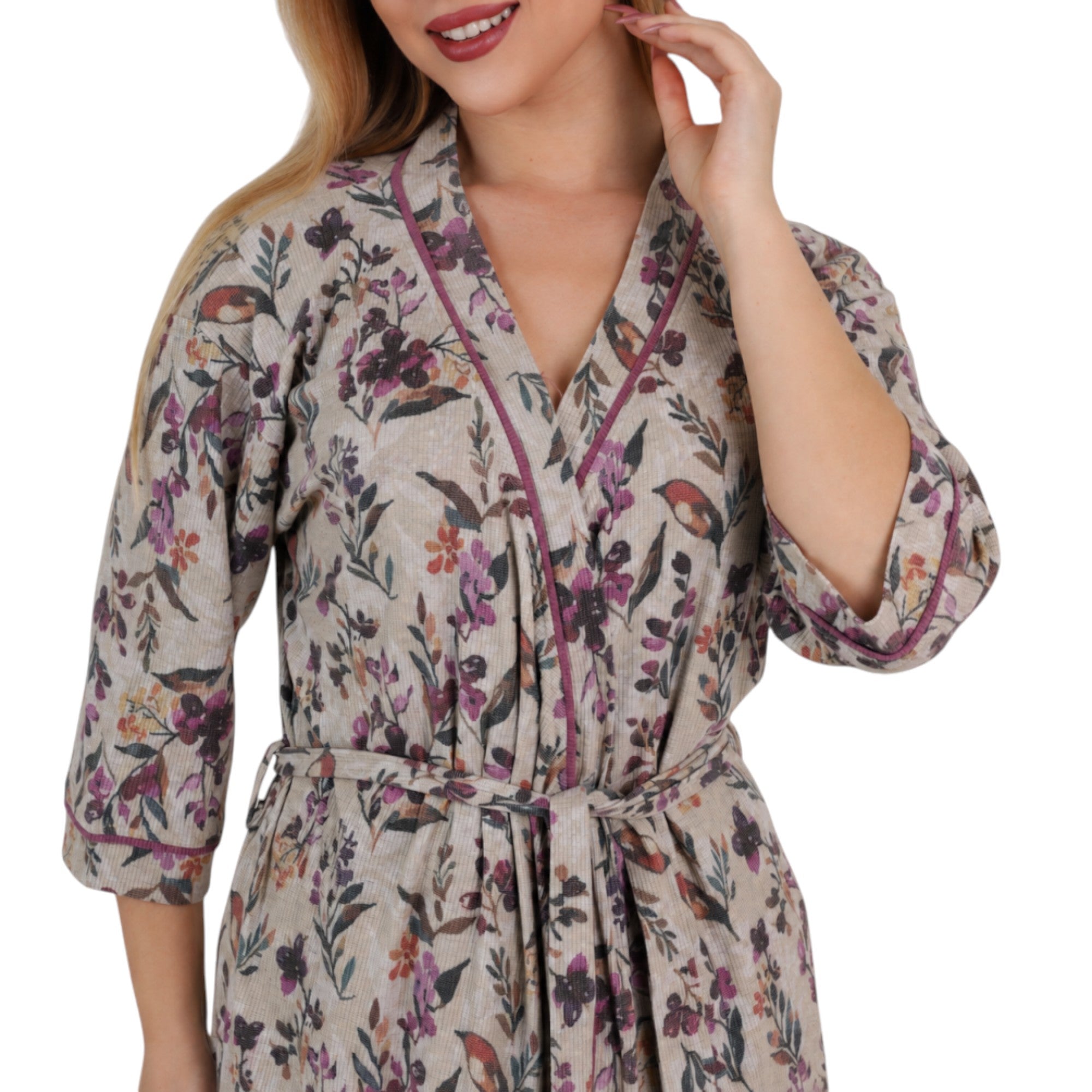Floral Printed Belted Robe
