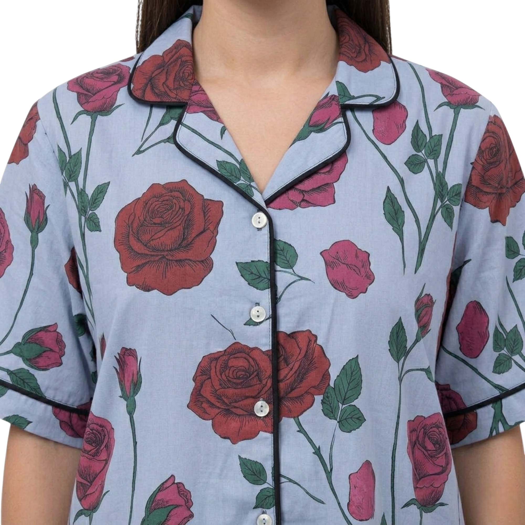 Women's Summer Pajama Set with Elegant Floral Touch