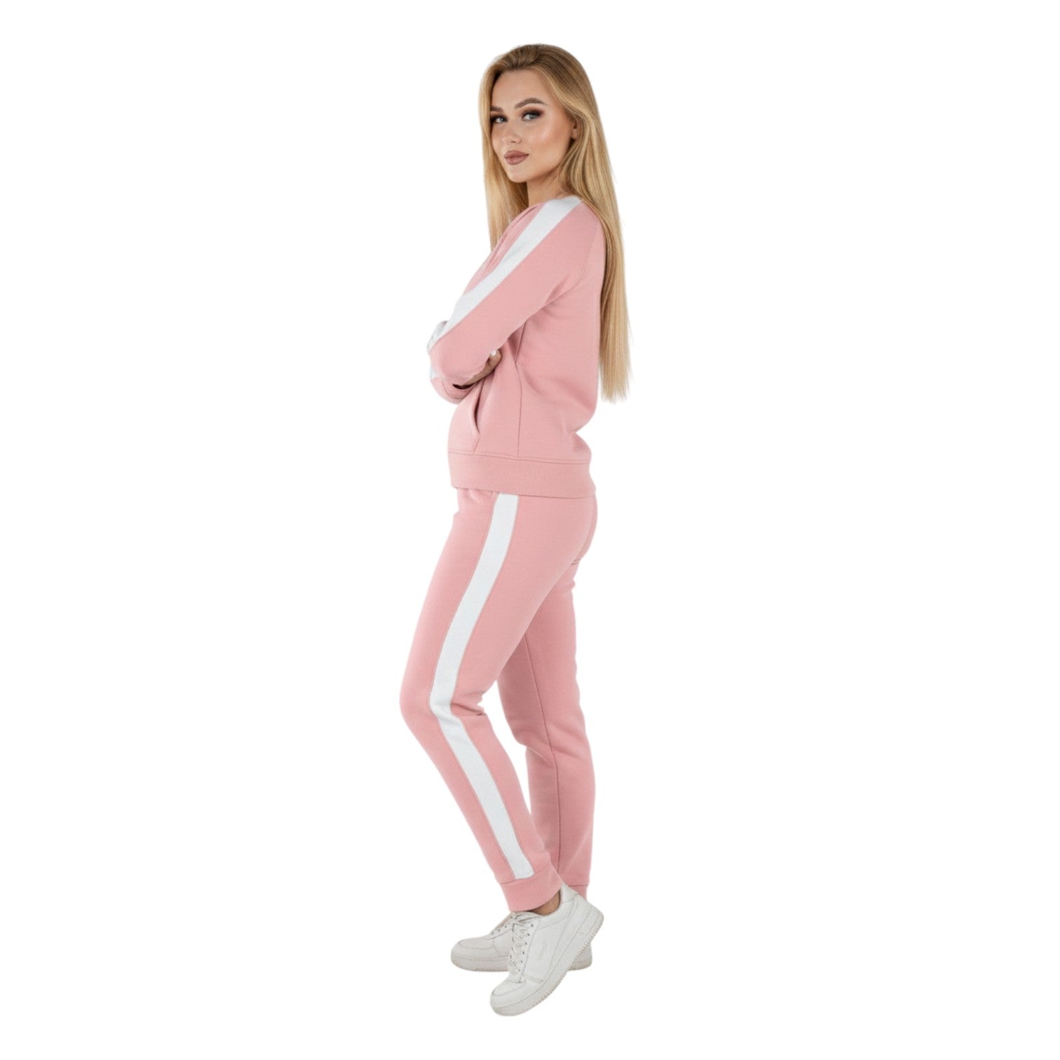 Women’s Premium Light Blue Milton Cotton Tracksuit – Full Zip Hoodie & Comfy Joggers | Sporty, Cozy & Stylish Winter Set