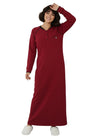 Women’s Long Sleeve Winter Abaya – Jacquard Textured Cotton – Warm Home Wear – Maxi Length Galabeya