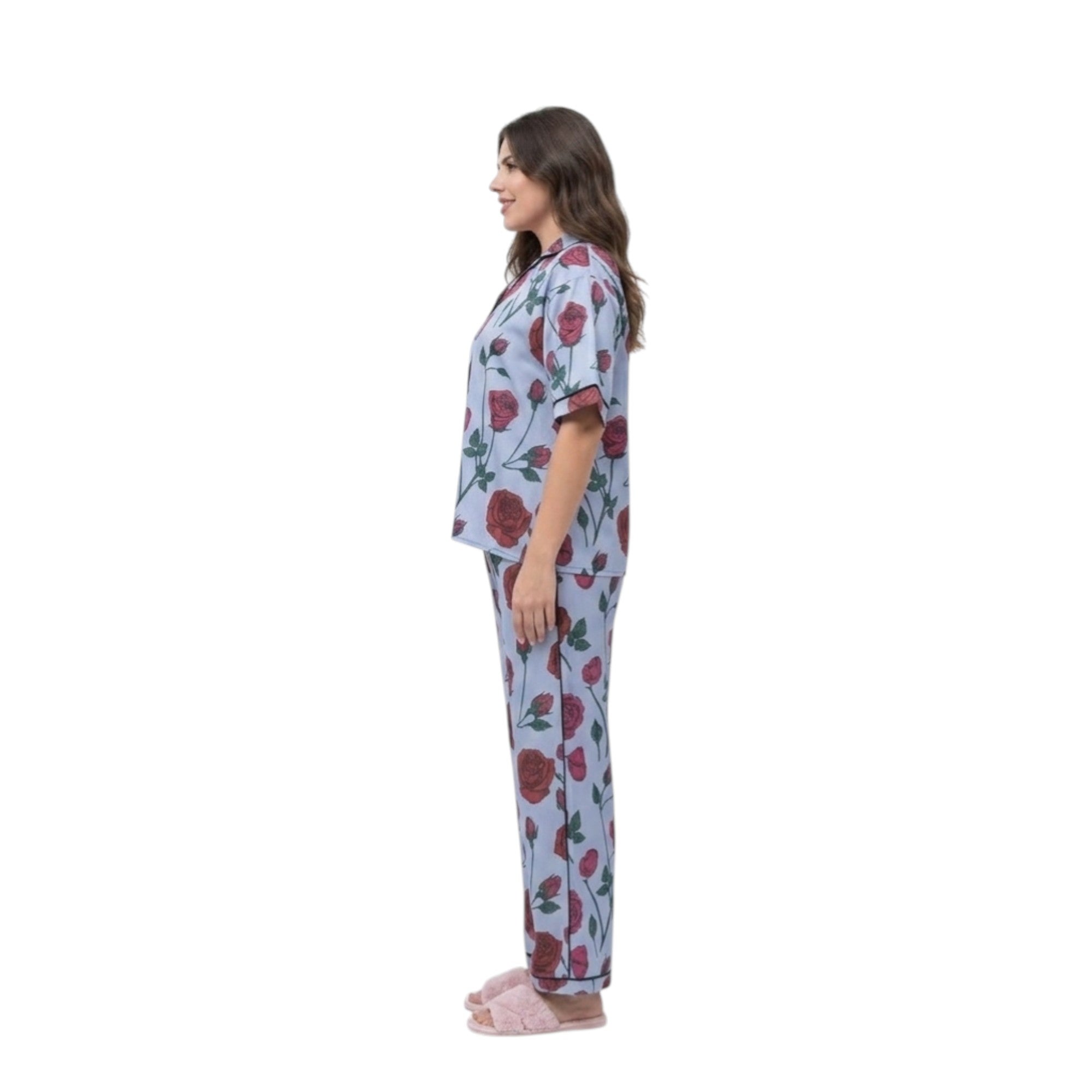 Women's Summer Pajama Set with Elegant Floral Touch