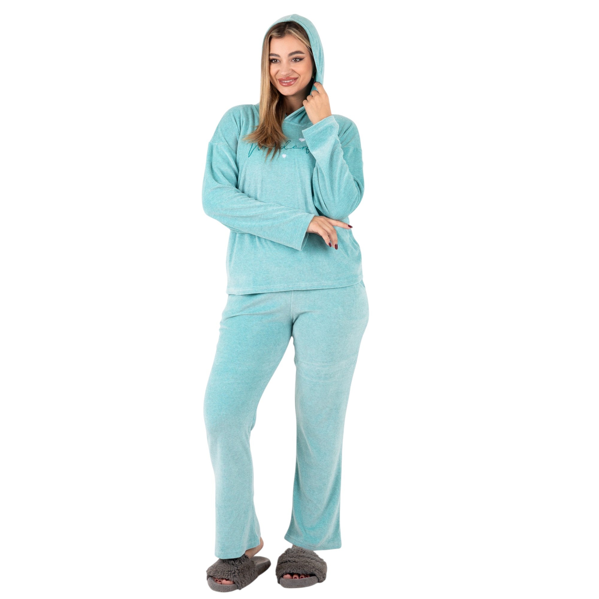 Soft Velvet Loungewear Set – Lilac “Wonderful” Hoodie & Pants