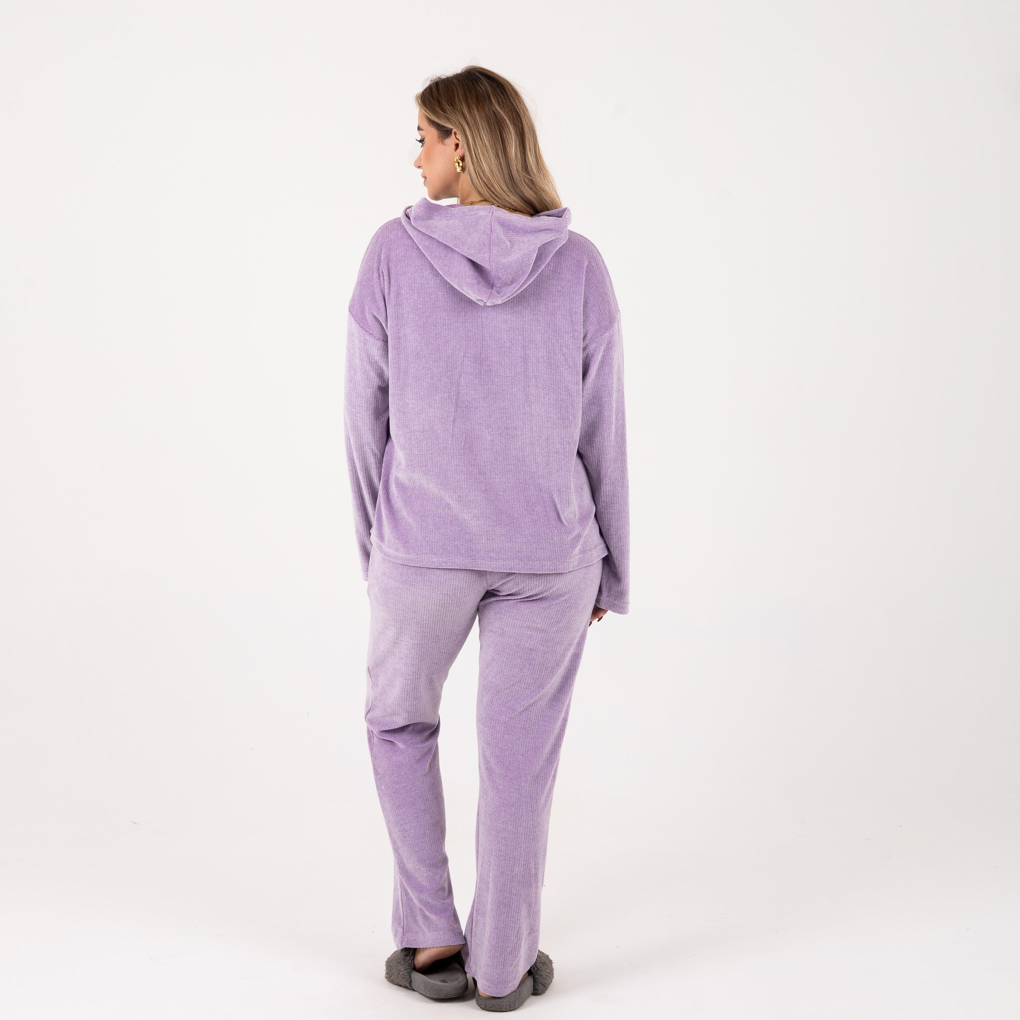 Soft Velvet Loungewear Set – Lilac “Wonderful” Hoodie & Pants
