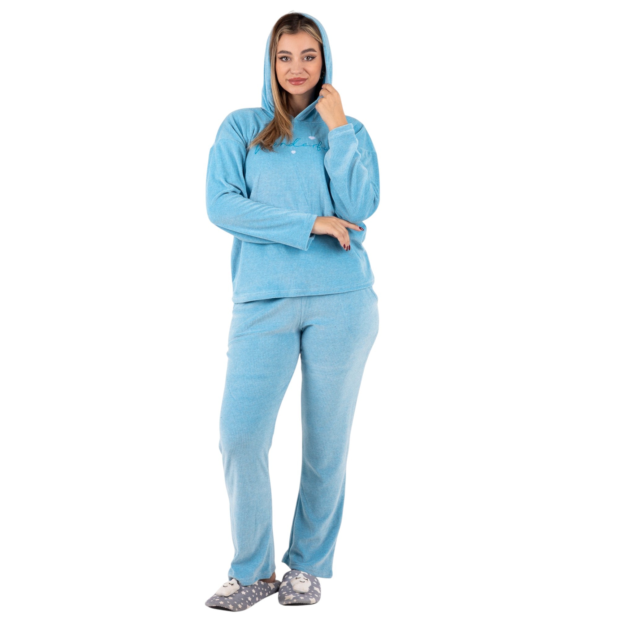Soft Velvet Loungewear Set – Lilac “Wonderful” Hoodie & Pants