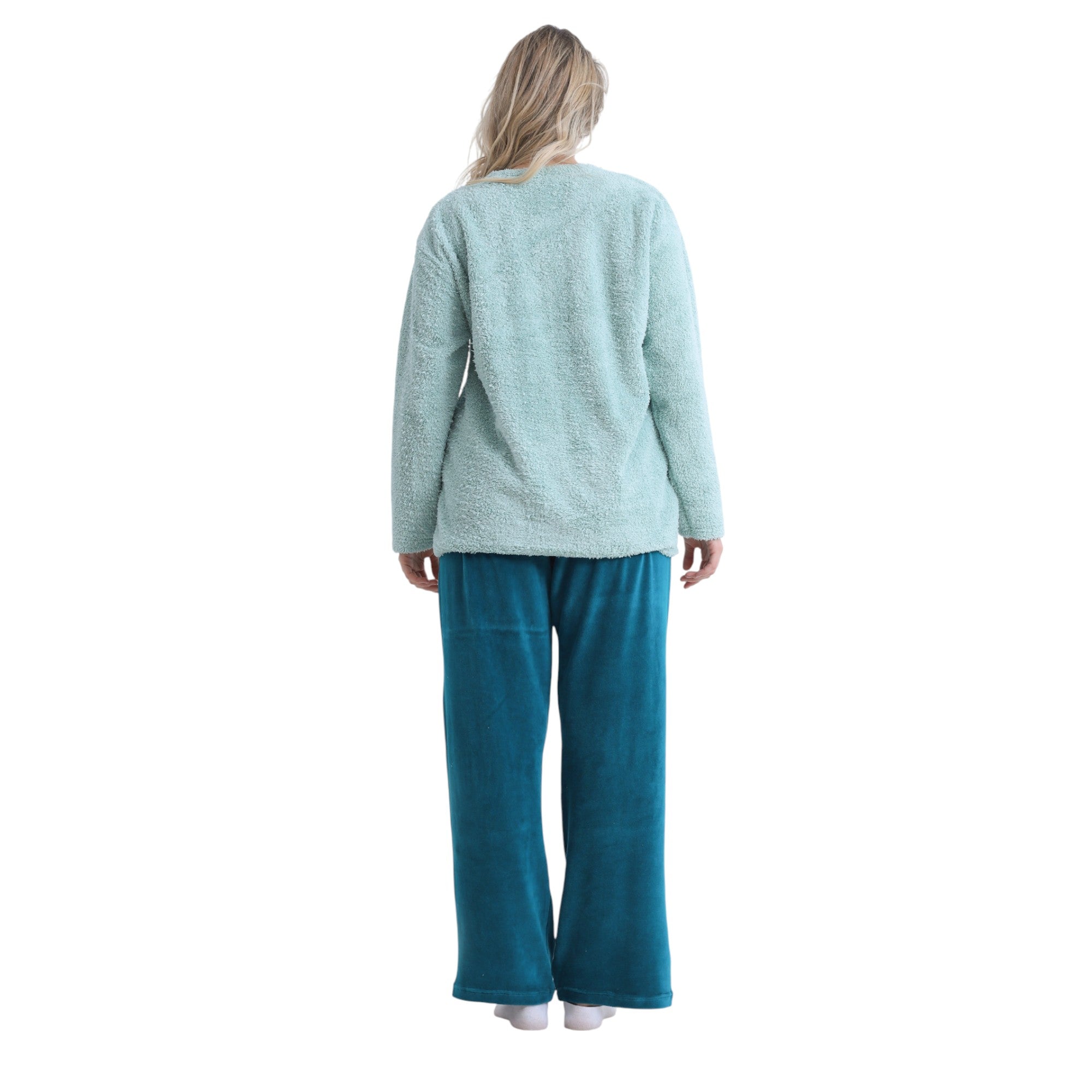 Soft Velvet Pajama Set – Cozy “Good Night” Embroidered Loungewear