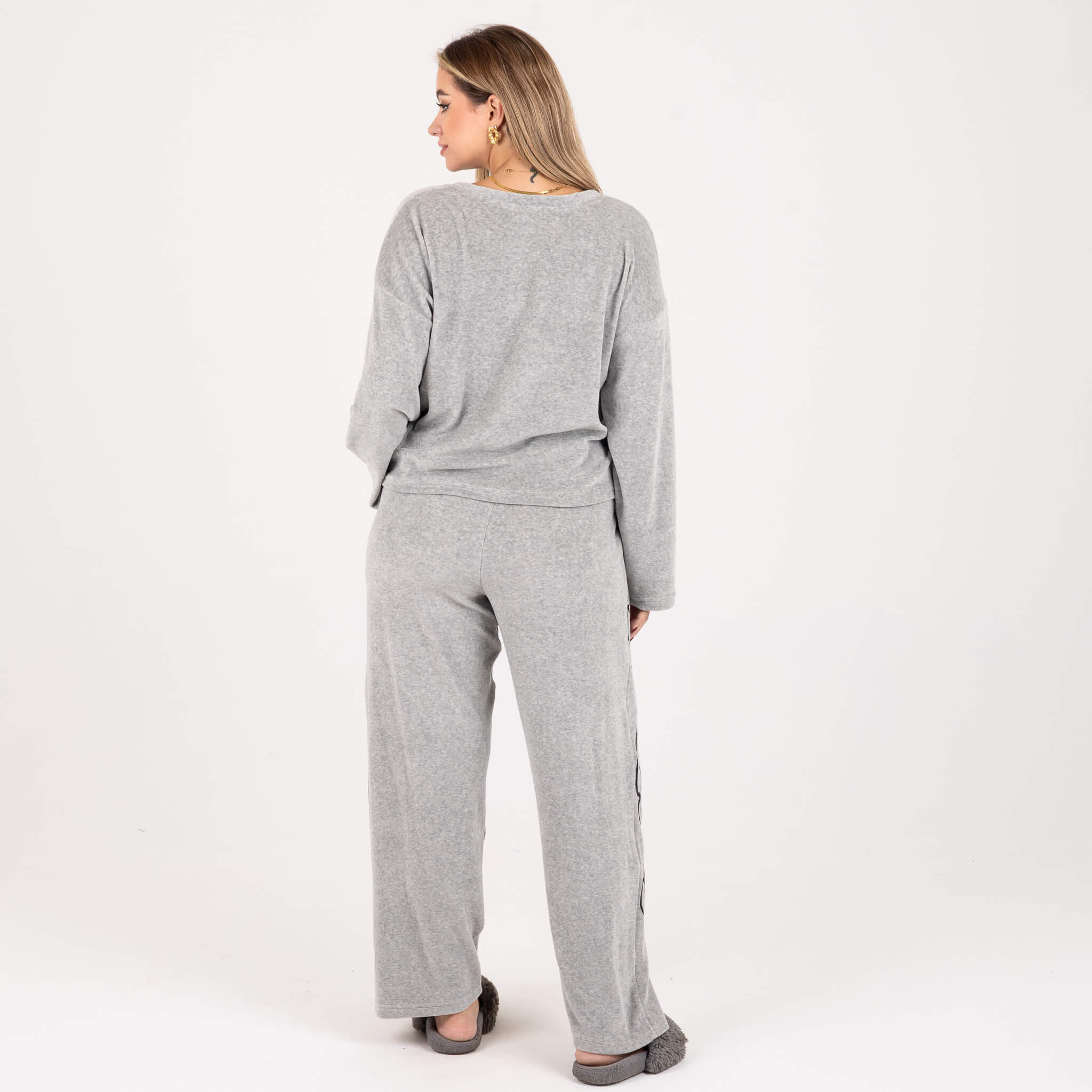 Casual Embroidered Long Pajama Set