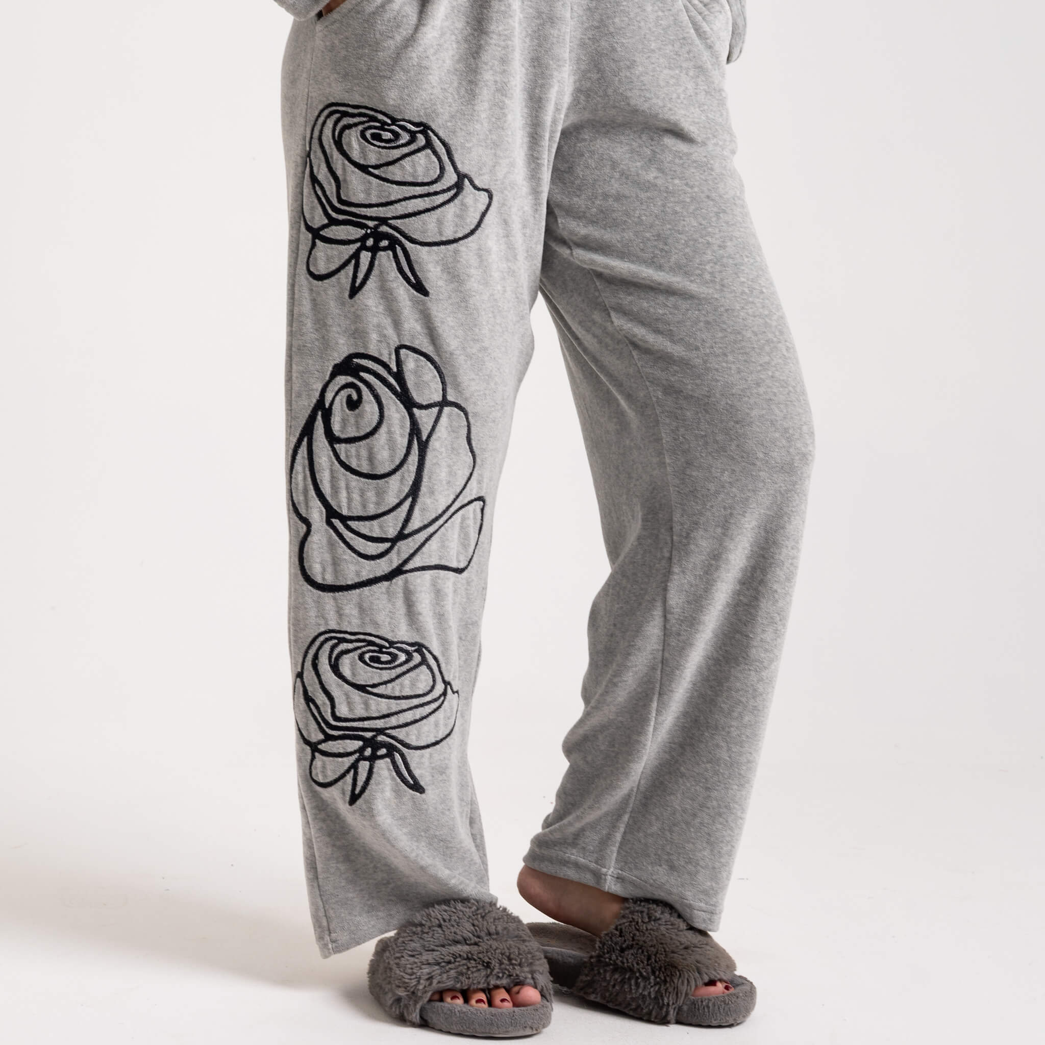 Casual Embroidered Long Pajama Set