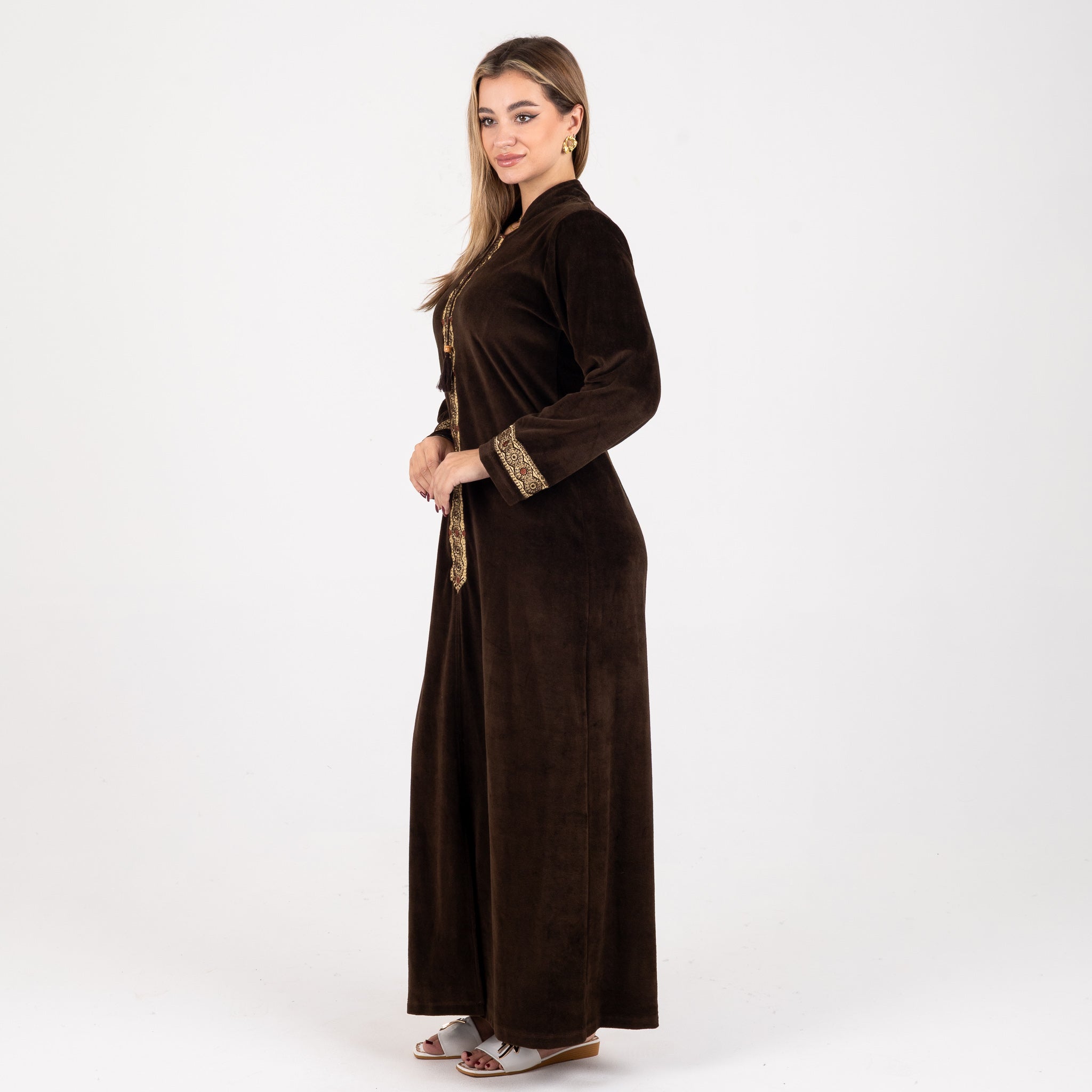 Embroidered Trim Long Abaya