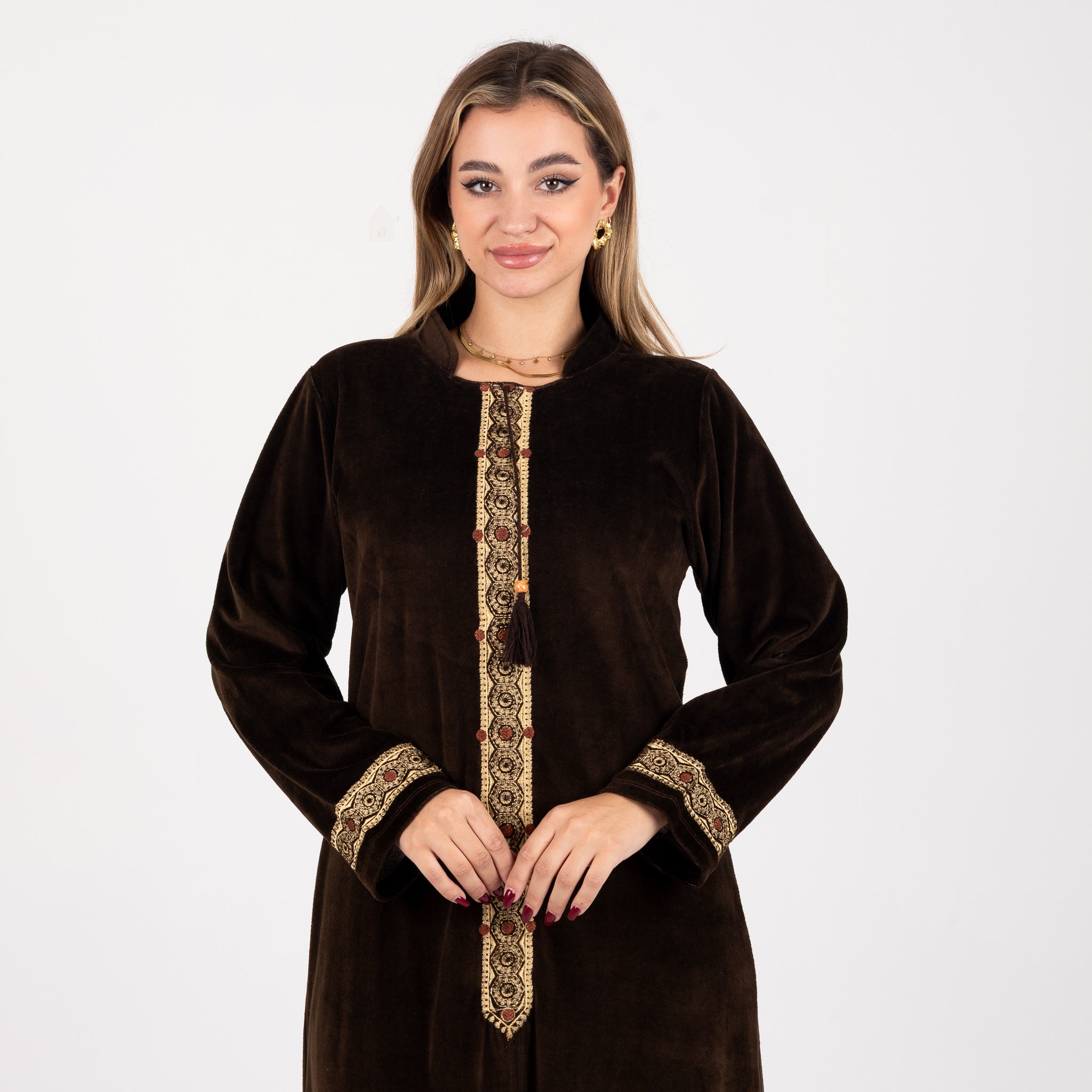 Embroidered Trim Long Abaya