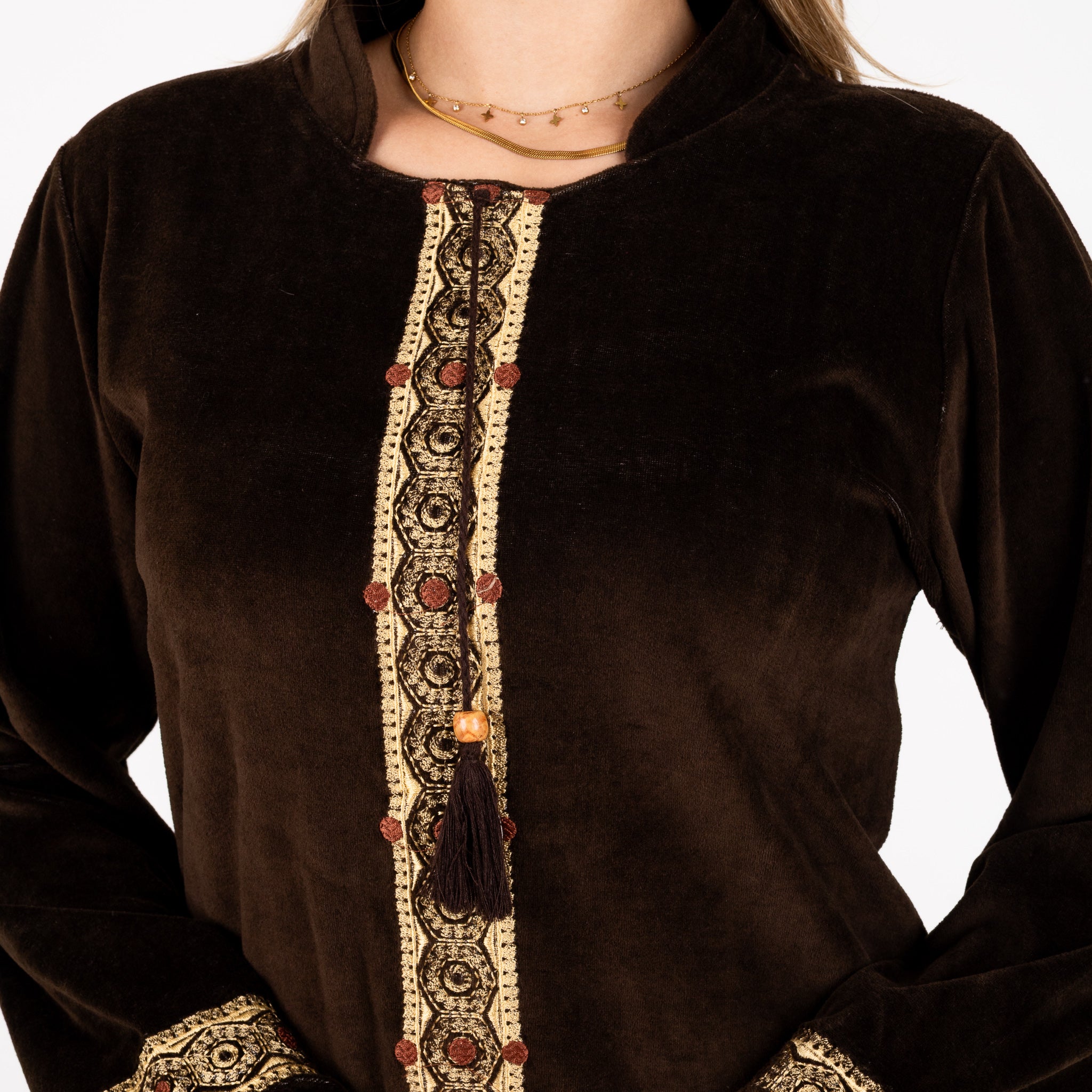Embroidered Trim Long Abaya