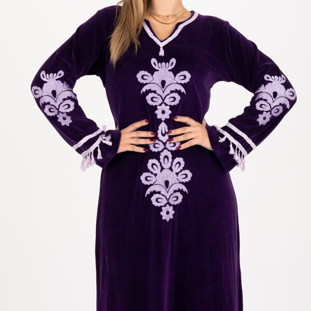 Amira Ornate Embroidered Velvet Abaya | FW26