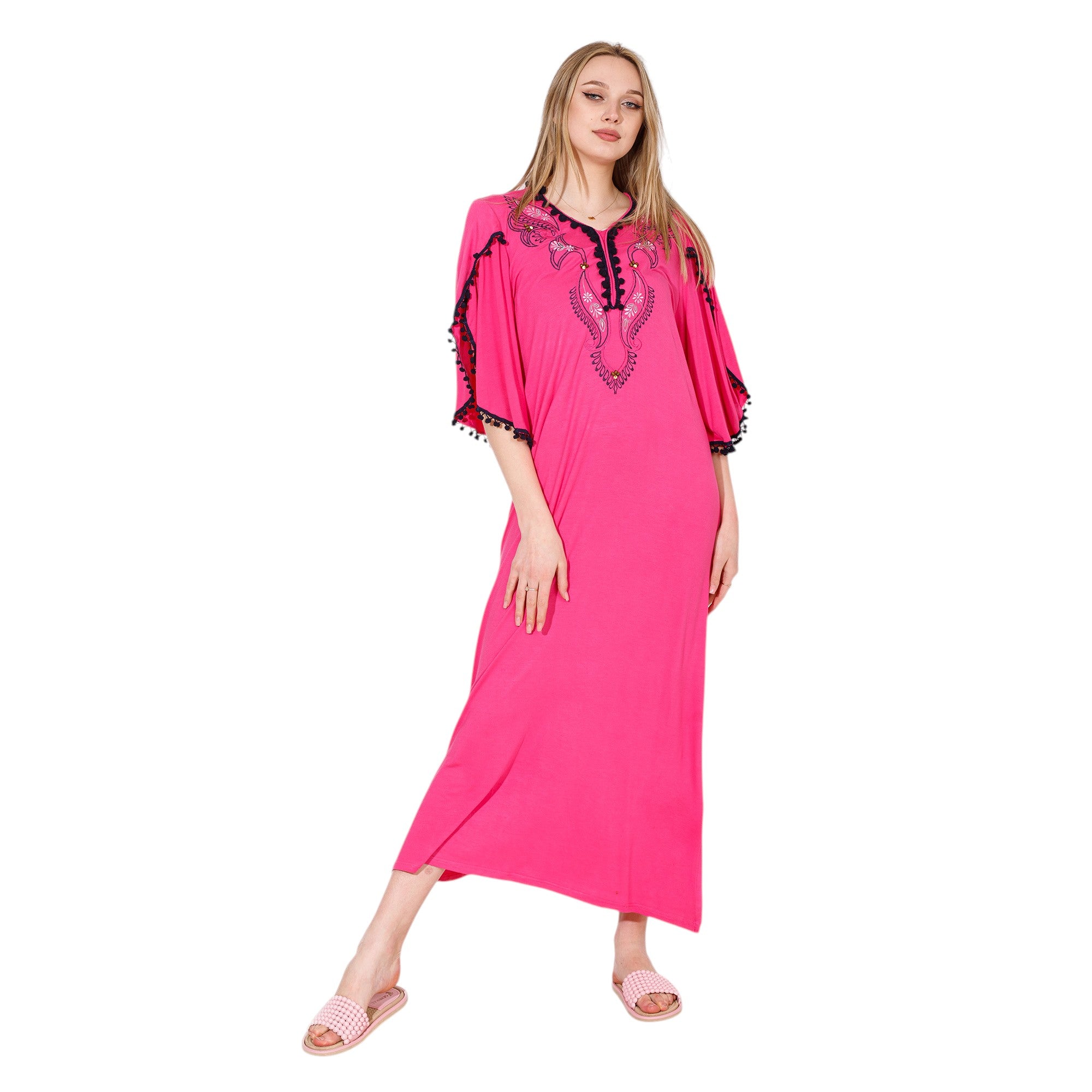 Embroidered Flare Sleeve Nightgown