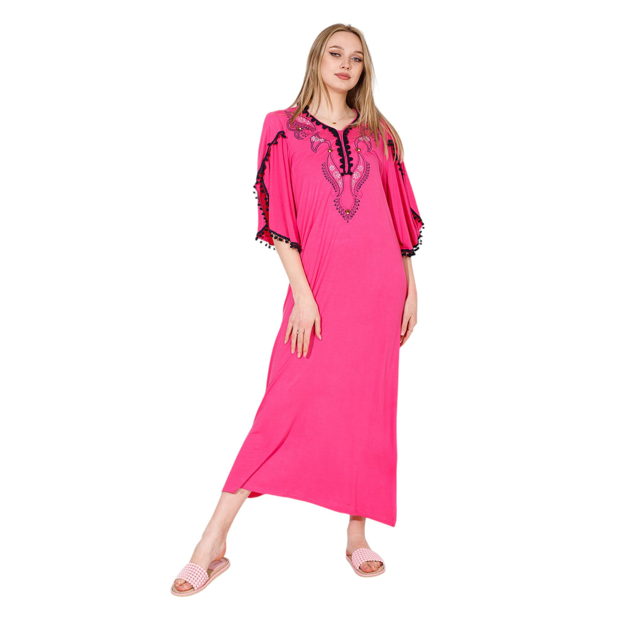 Embroidered Flare Sleeve Nightgown