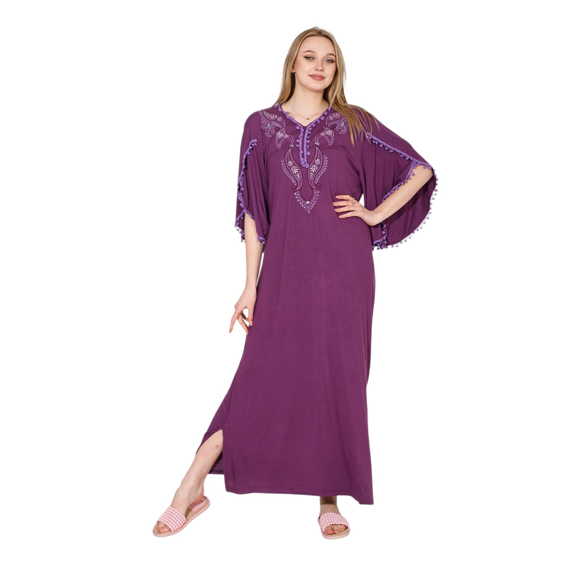 Embroidered Flare Sleeve Nightgown