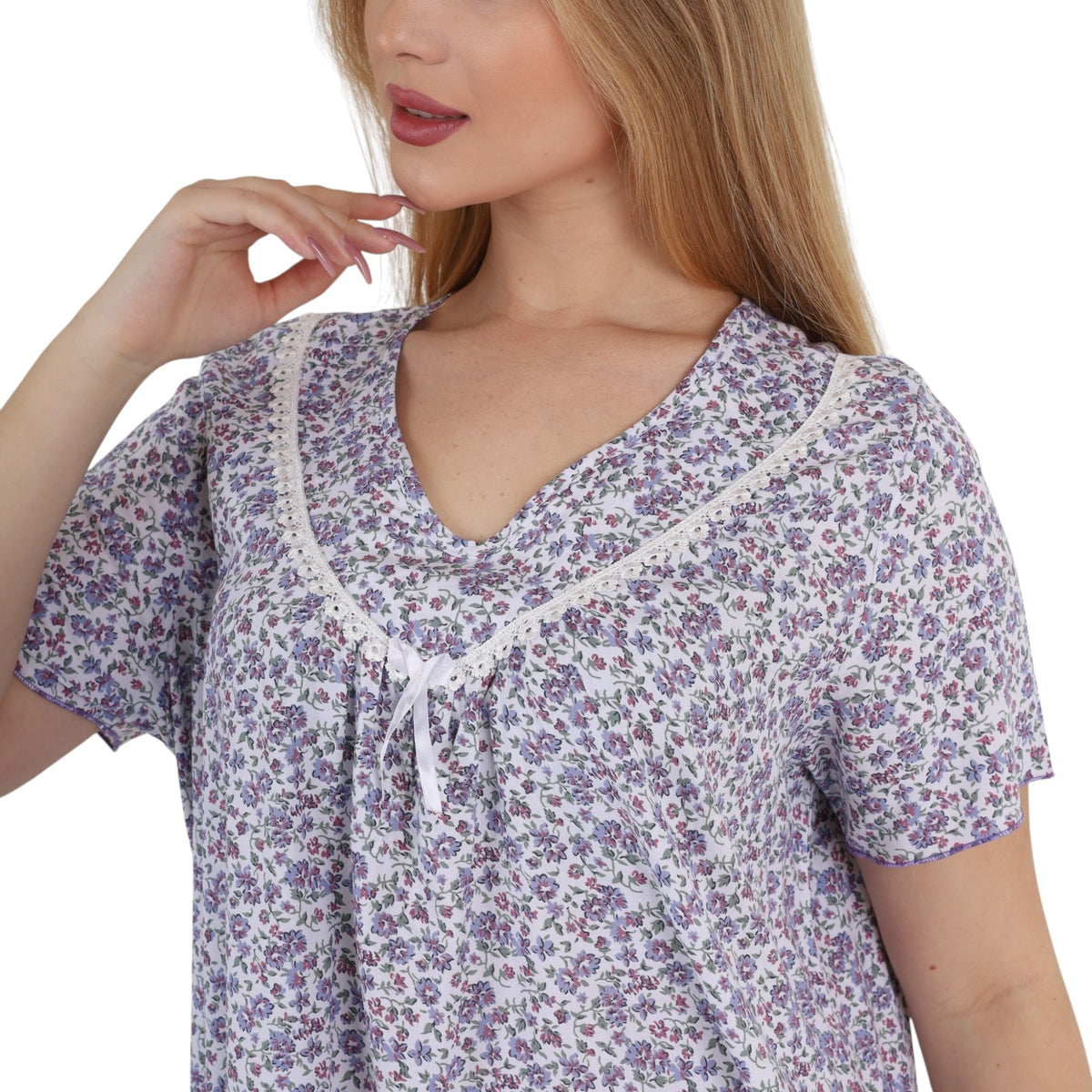 Plus Size Lace Trim Nightgown 2XL-5XL