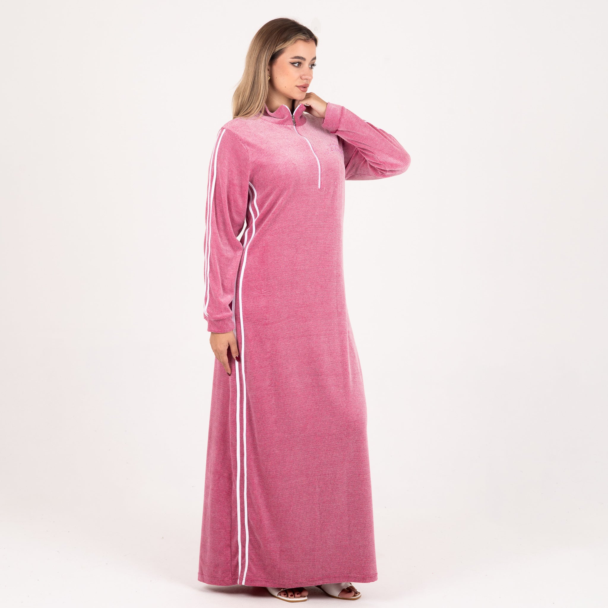 Striped Zip Maxi Abaya