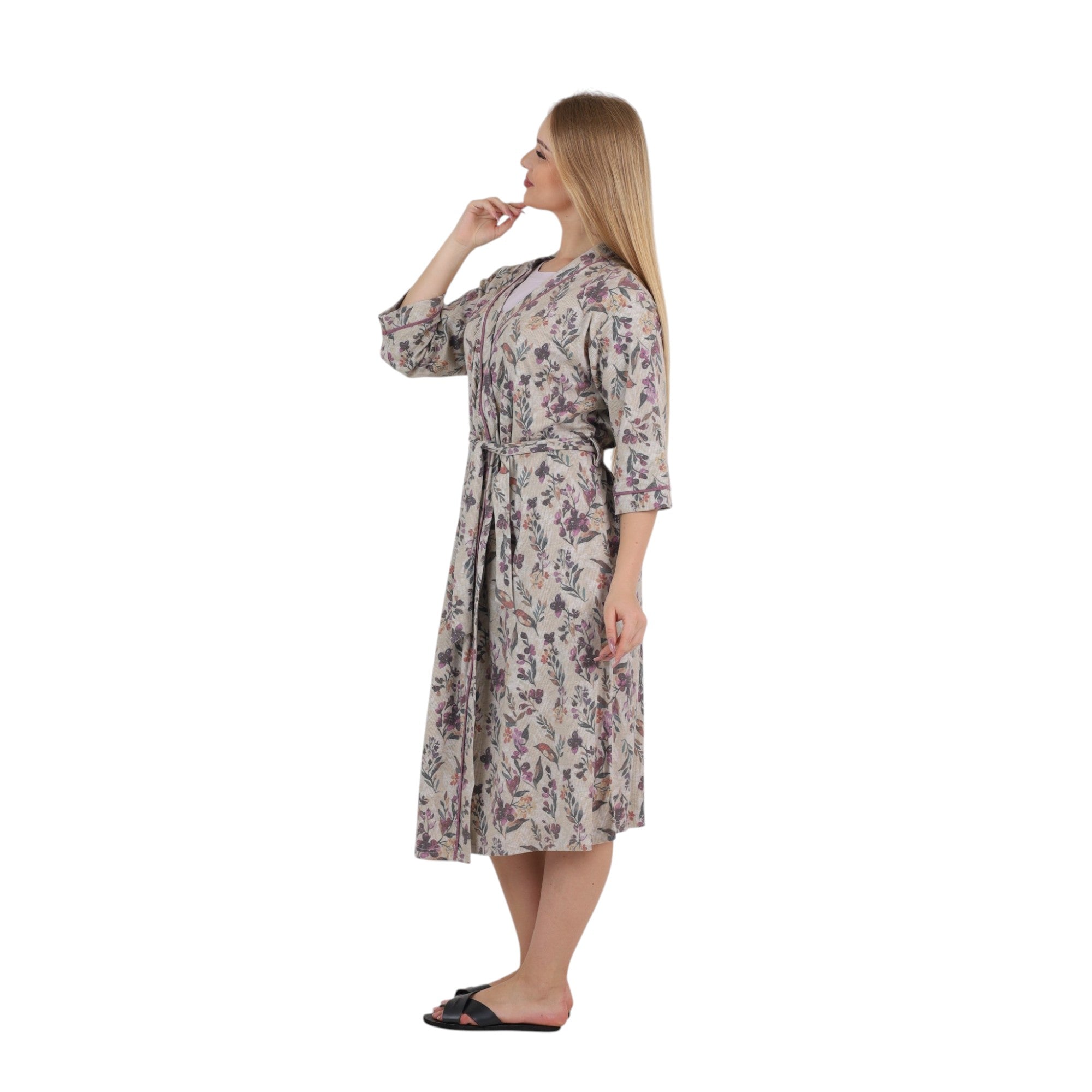 Floral Printed Belted Robe